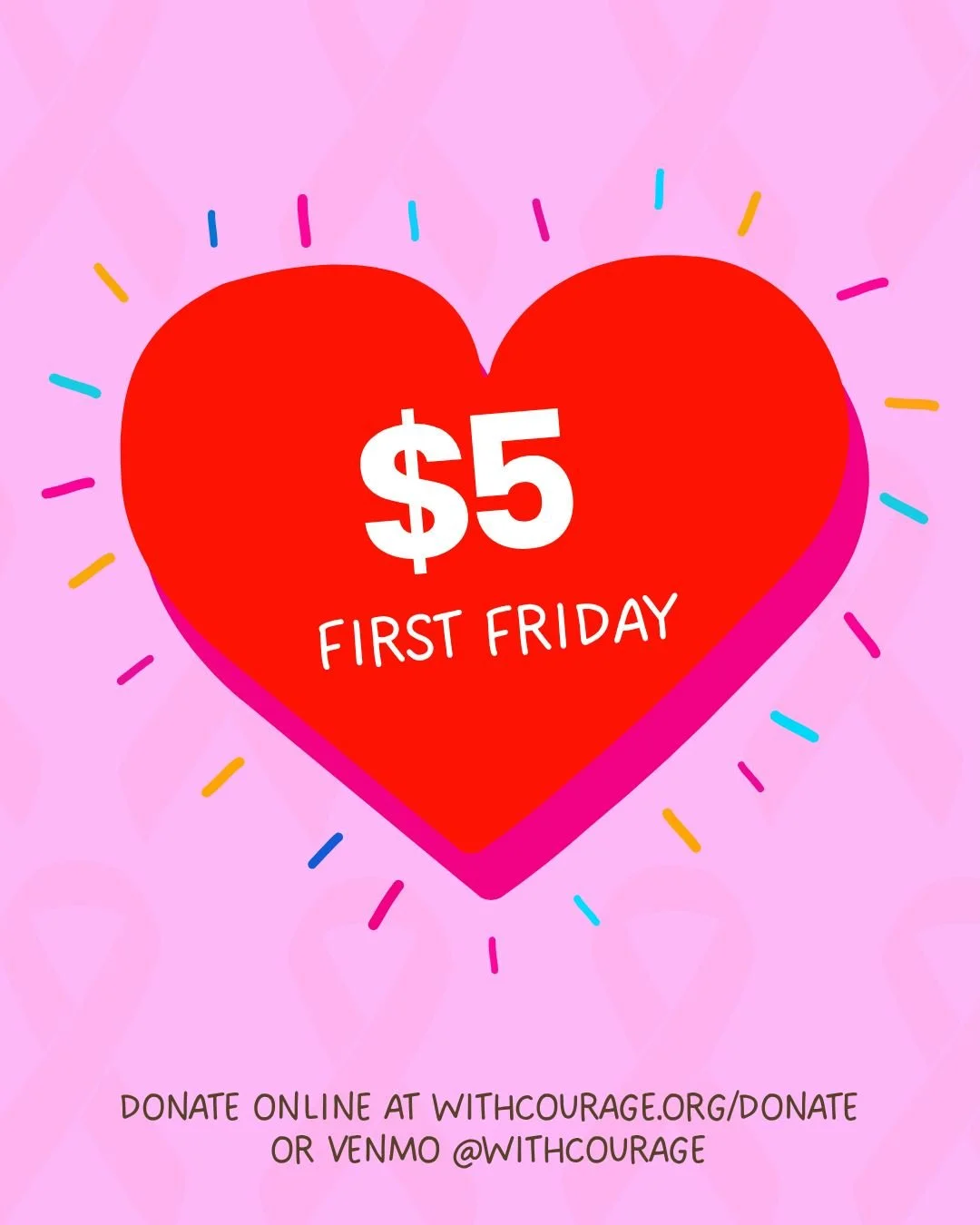 💕 It&rsquo;s $5 First Friday! 💕

October is Breast Cancer Awareness Month, making today&rsquo;s $5 First Friday an especially meaningful opportunity to show up for local families impacted by breast cancer.

Your $5 helps provide care packages, fina