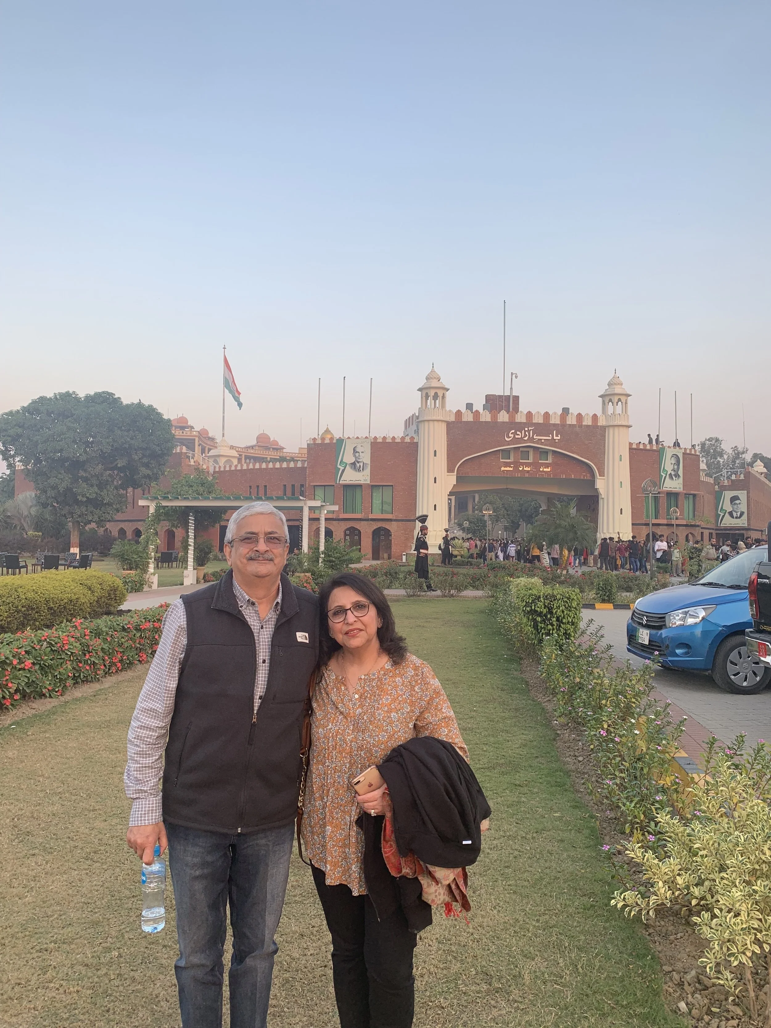 Neha's parents at the Wagah border