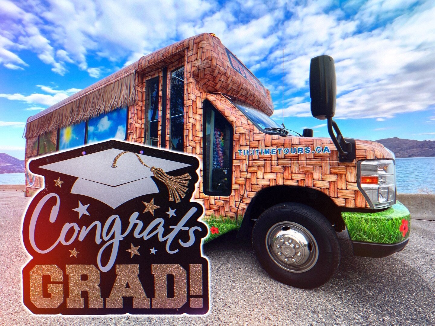 Consider booking one the Tiki Fleet vehicles for grad this Spring. Our Tiki Buses can seat either 16 or 24 passengers, while the Tiki Wagon seats 7. Passengers can enjoy music, lights and onboard karaoke with all of their friends and family between g