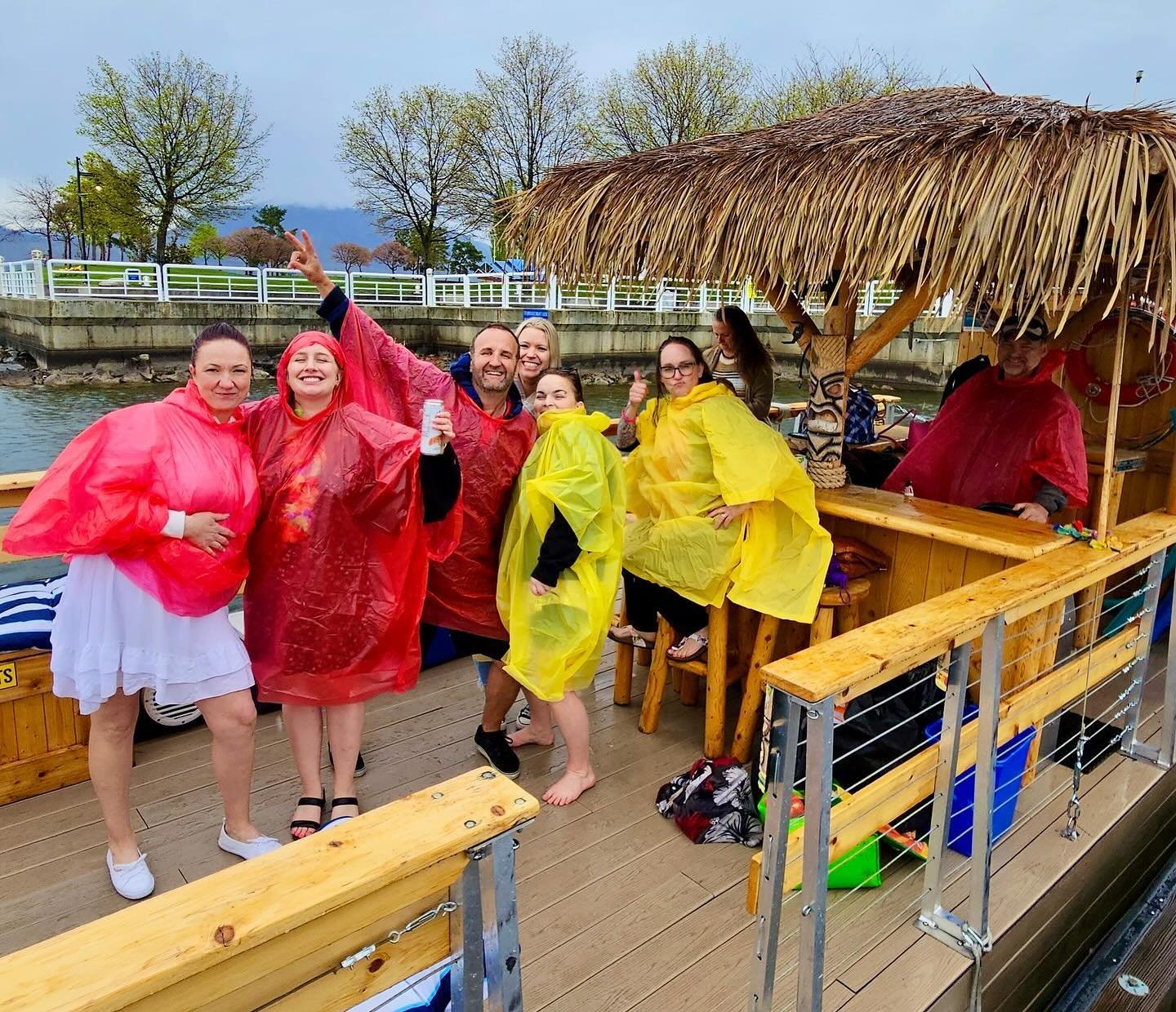 Rain or shine the Tiki Boat&rsquo;s always a good time! ⛈️ 🎊 We didn&rsquo;t let a bit of water dampen our spirits on this Tiki Boat Tour. We&rsquo;re ready for Summer no matter what the weather says. 

#rainparty #okanaganlake #kelownaspring #tikit