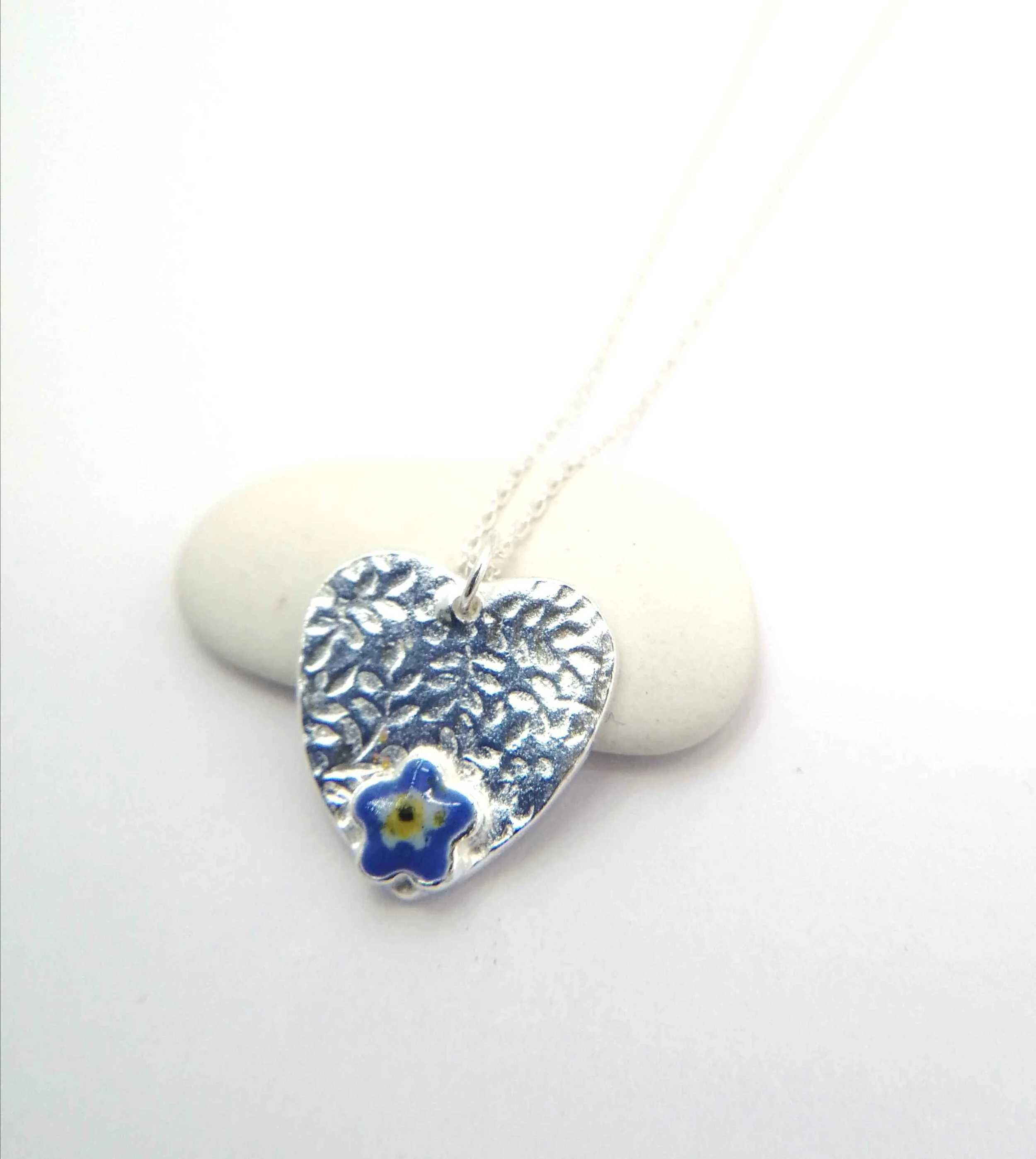 Forget-me-not fine silver and enamel 