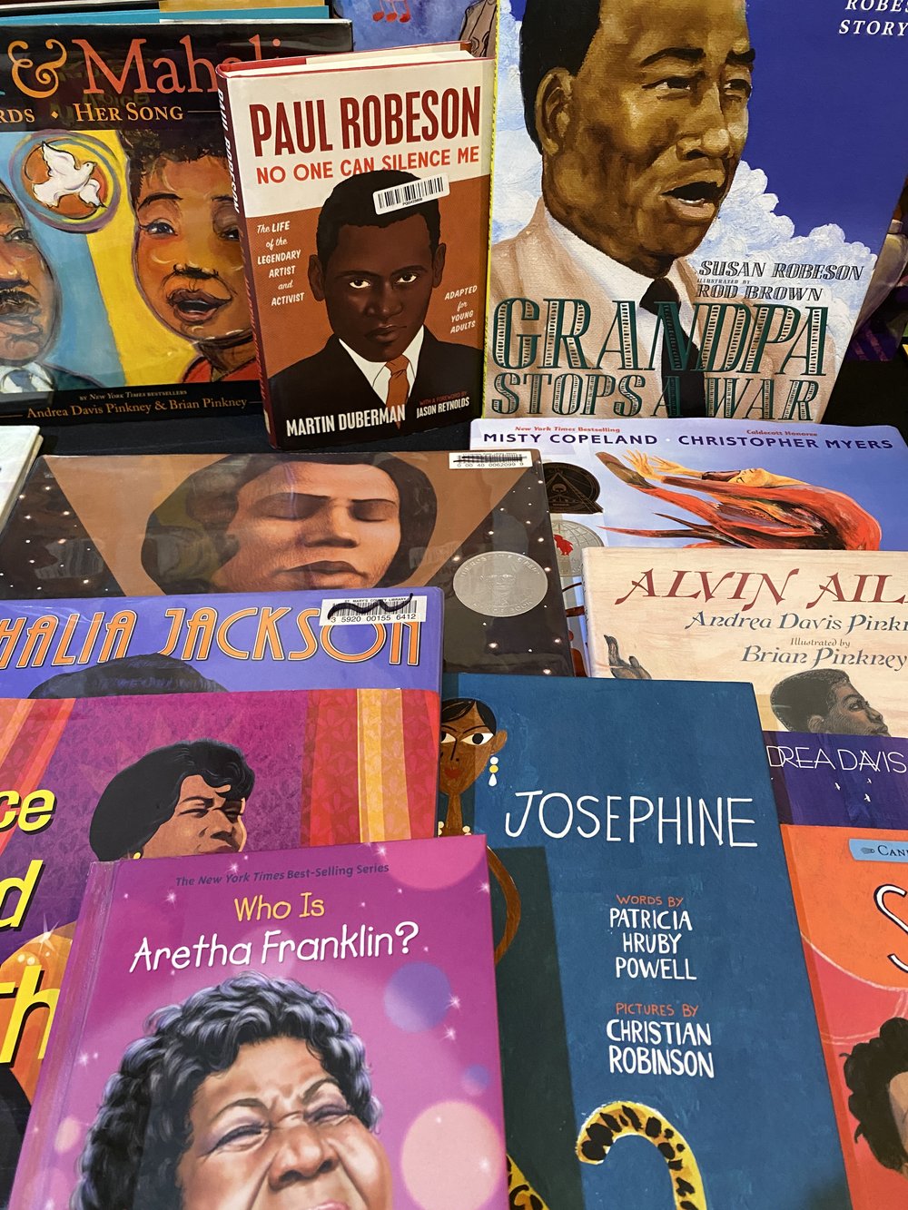 Books by African American authors at Sumner Hall's Read-In.