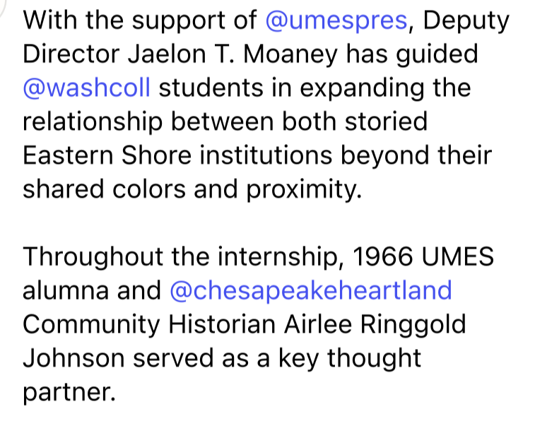 copy that explains the UMES - Starr Center partnership