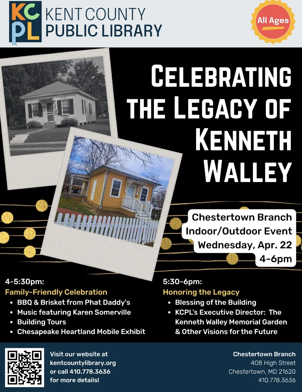 Flier announcing the restoration of the kenneth walley funeral home on calvert street in chestertown maryland