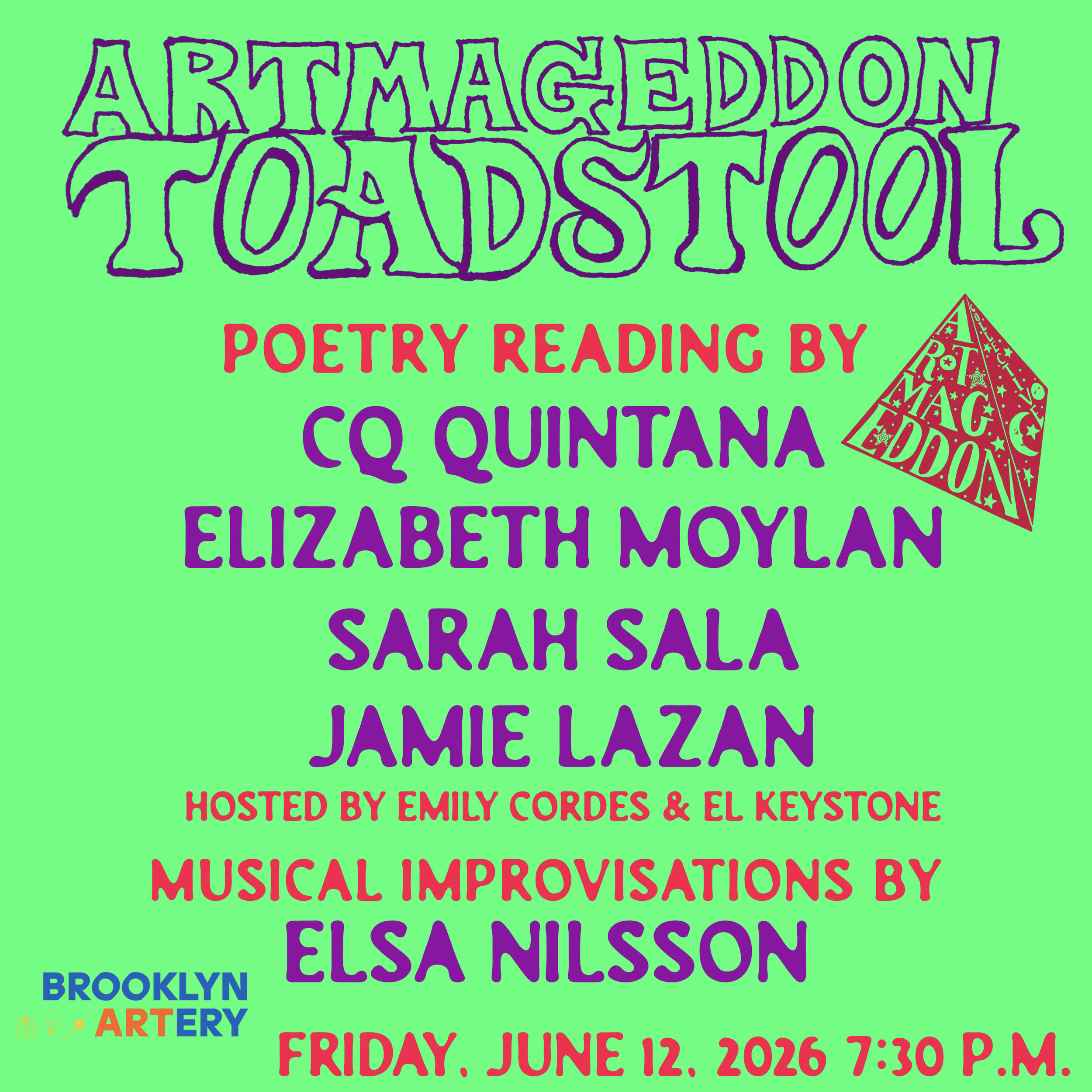 Artmageddon Toadstool Reading Series