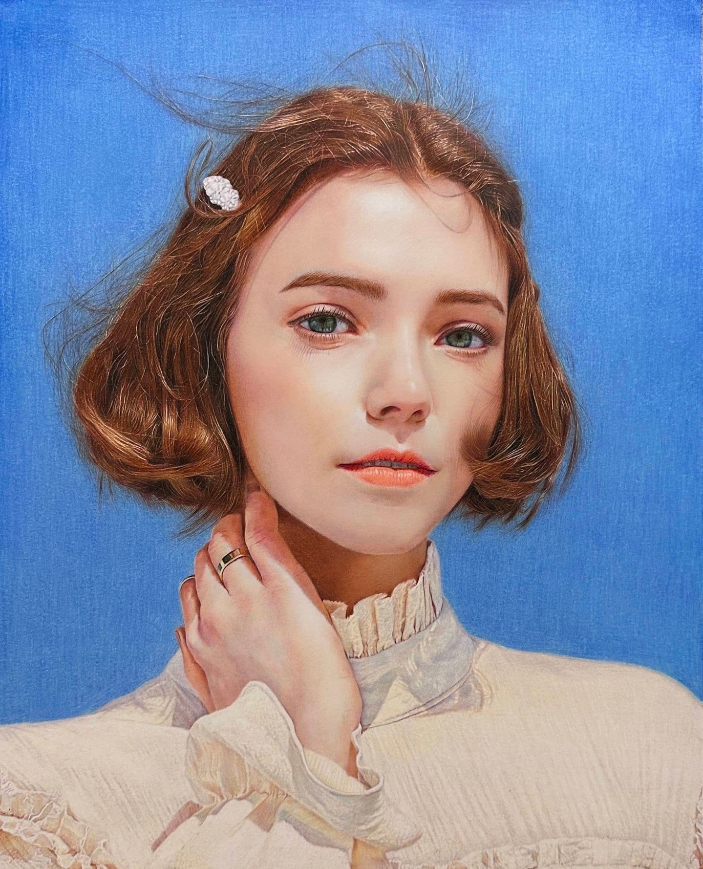 &quot;Model Under the Blue Sky&quot; is a stunning color pencil piece by March 2024 Edition Winner of the Monthly Art Award, Xiong Yanteng 👁️🖌️⁠
⁠
Double-tap and show some love! ❤️😍⁠
⁠
#colorpencilart #artist #boynesartistaward #artaward