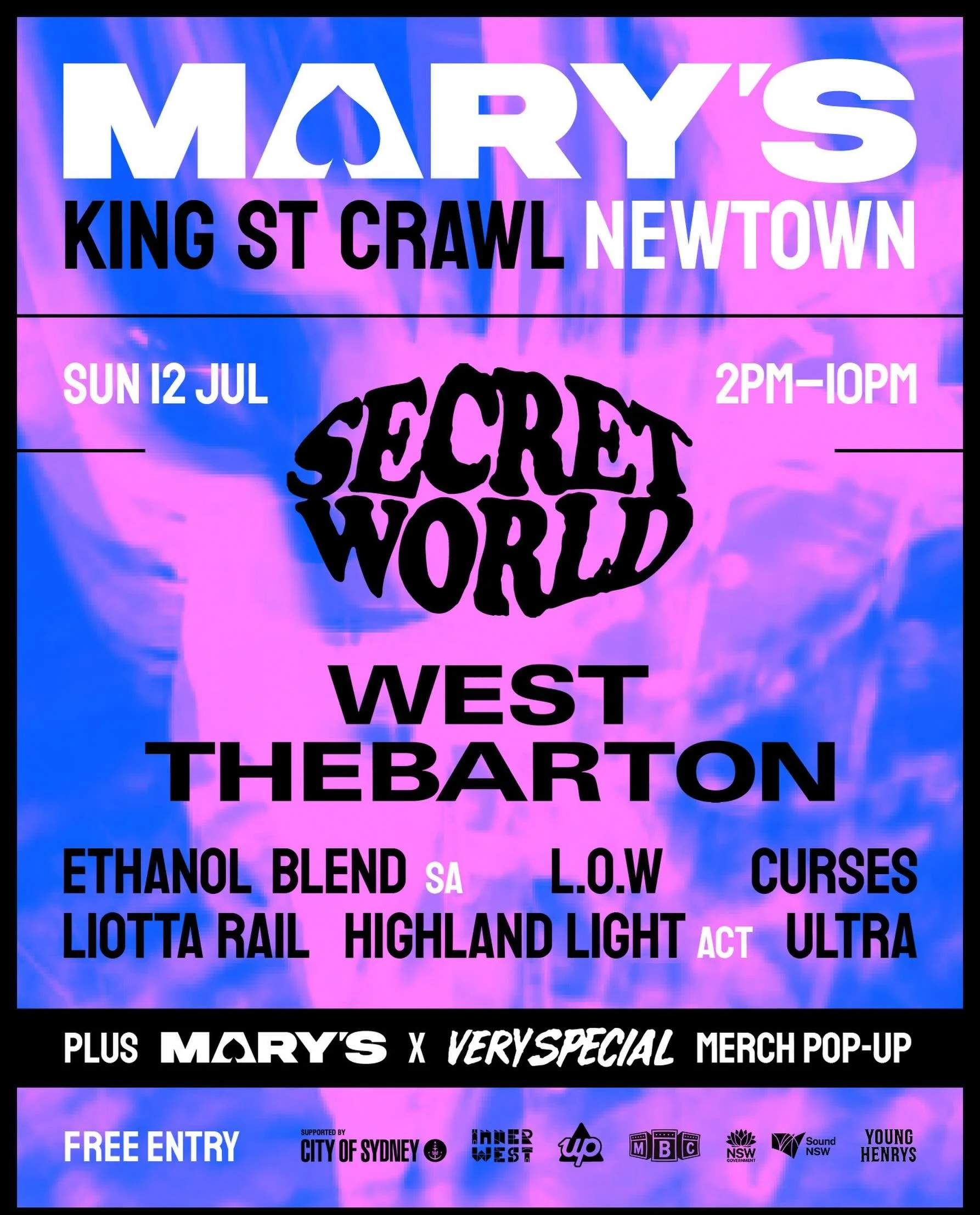 We are stoked to welcome mates @secretworldworld to the @kingstreetcrawl lineup at Mary&rsquo;s Newtown!

see u next week