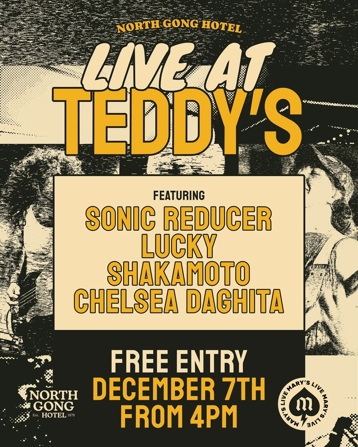 Live music at North Gong is officially making its return with Live At Teddy&rsquo;s

We&rsquo;re celebrating this return with a stacked lineup, cold drinks, and unbeatable Sunday atmosphere.

Featuring live sets from special guests:
@sonicreducer.ban