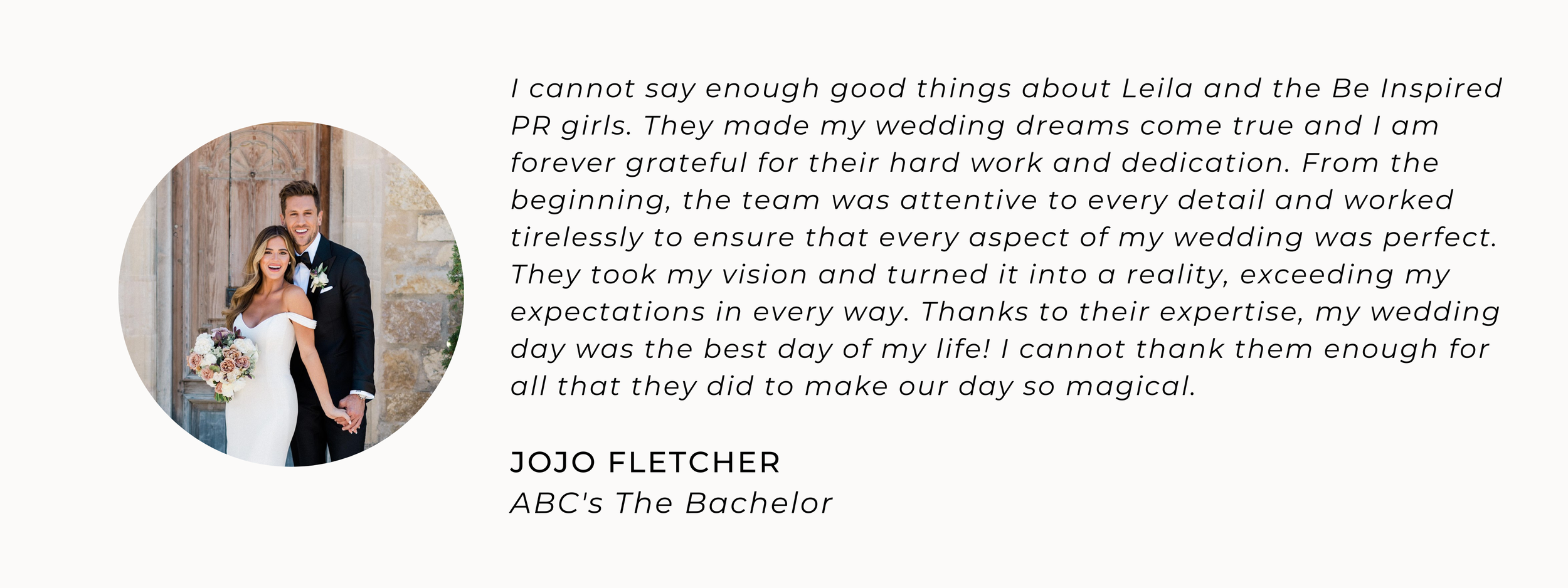 Jojo Fletcher Be Inspired PR Accolade