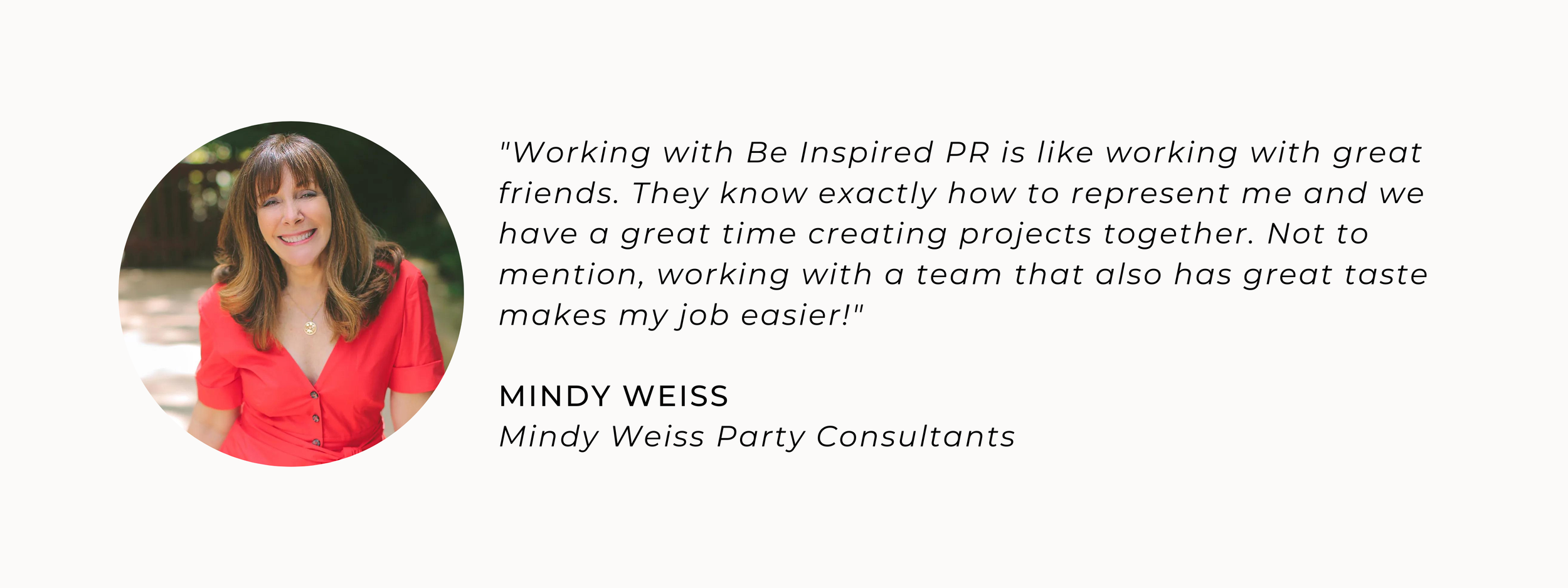 Mindy Weiss Be Inspired PR Accolade