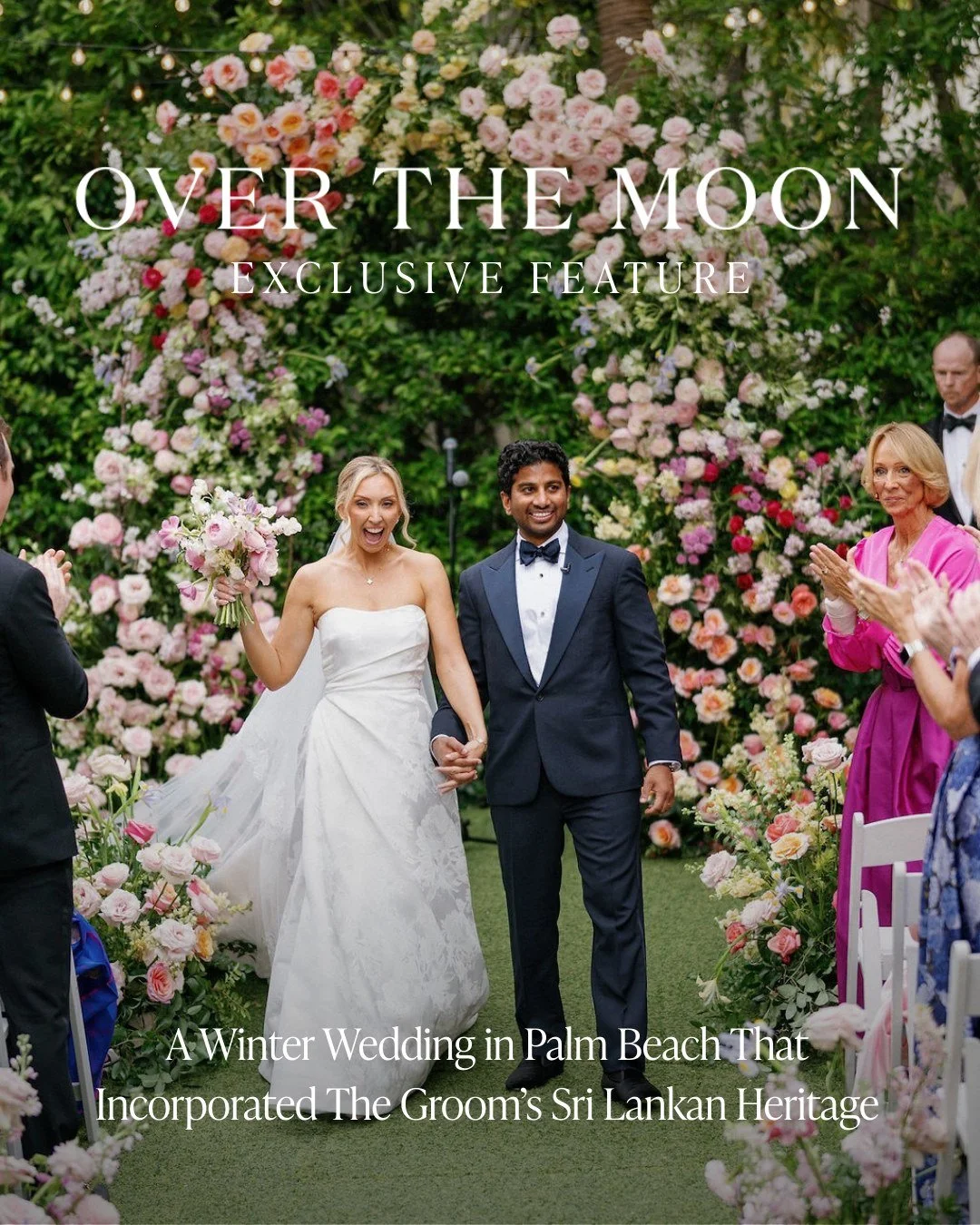 Hannah Wiley and Aroon Jeyakumar's winter wedding in Palm Beach incorporated the groom's Sri Lankan heritage, featured exclusively on @overthemoon! 

After choosing The Colony for its tropical design reminiscent of the groom's summers spent in Sri La