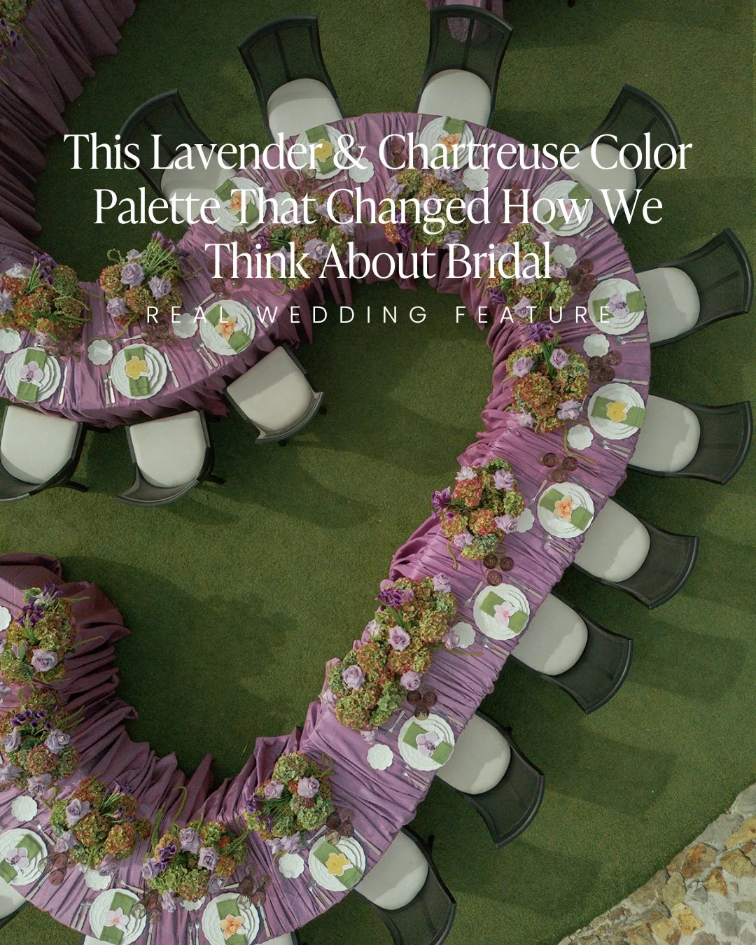 The color palette that changed how we think about bridal 💜 💚 

Lilac and chartreuse is officially on the rise, and we're so excited to have our client @wedicity_ featured on @greenweddingshoes showing us exactly why it won't be going away any time 