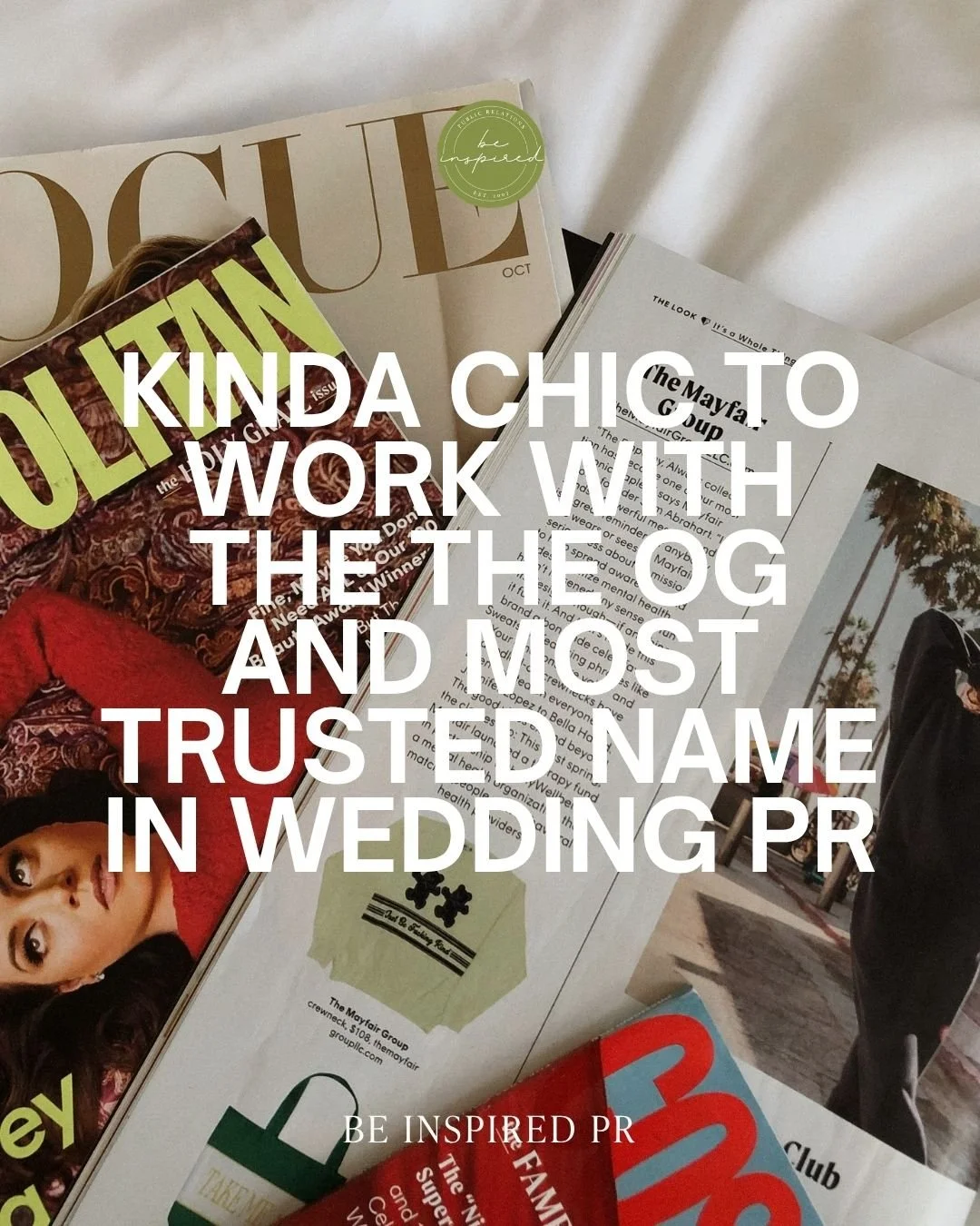 Kinda chic to work with the OG wedding PR agency that's been getting you featured and your dream clients booked since 2007! 

#BeInspiredPR #WeddingPR