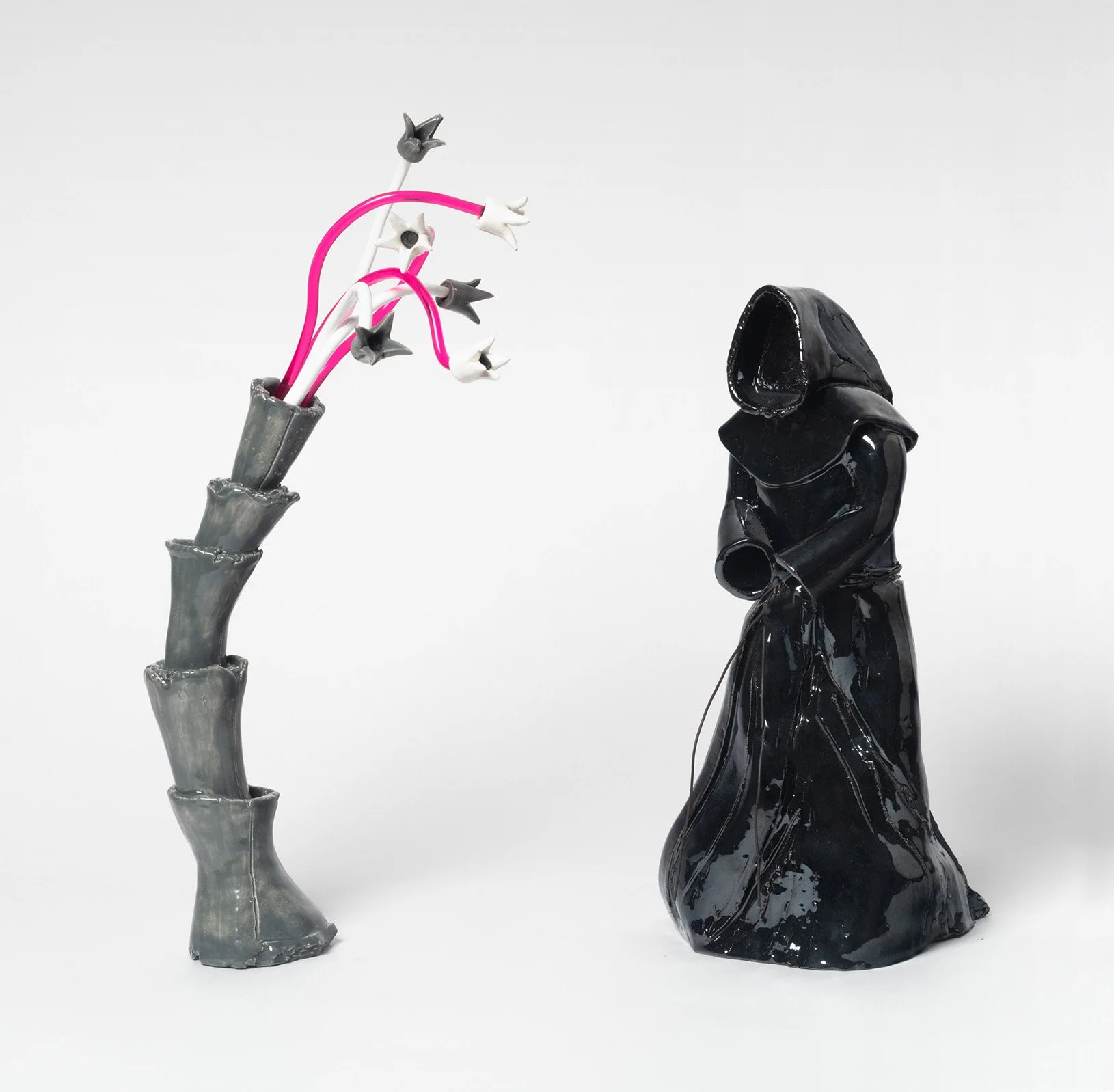 Penitents and Trees, ceramic with acrylic, up to 18” high, 2026