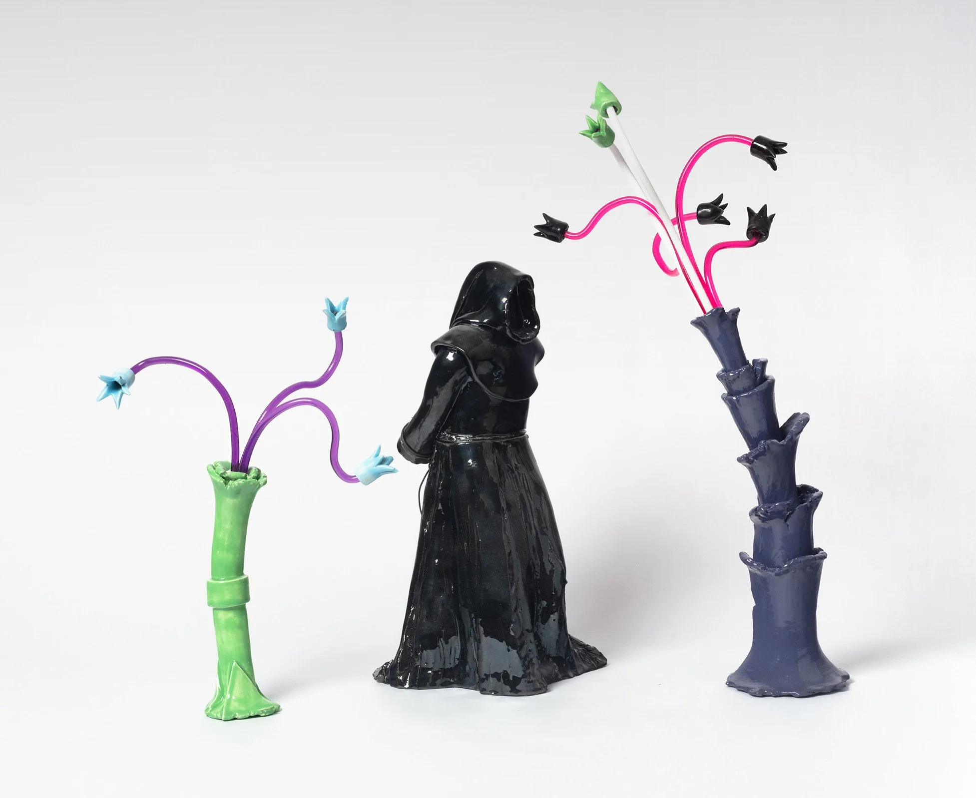 Penitents and Trees, ceramic with acrylic, up to 18” high, 2026
