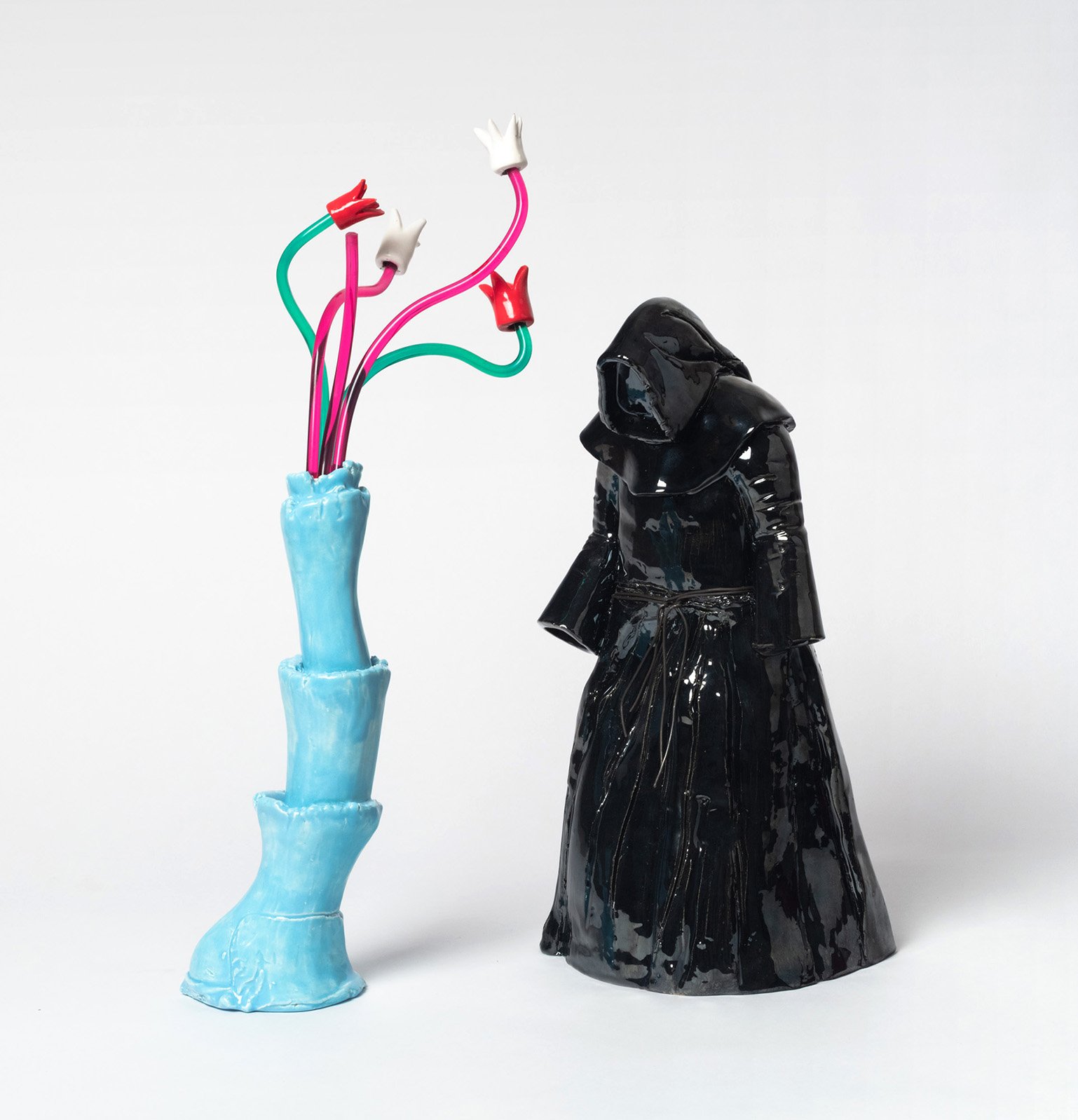 Penitents and Trees, ceramic with acrylic, up to 18” high, 2026
