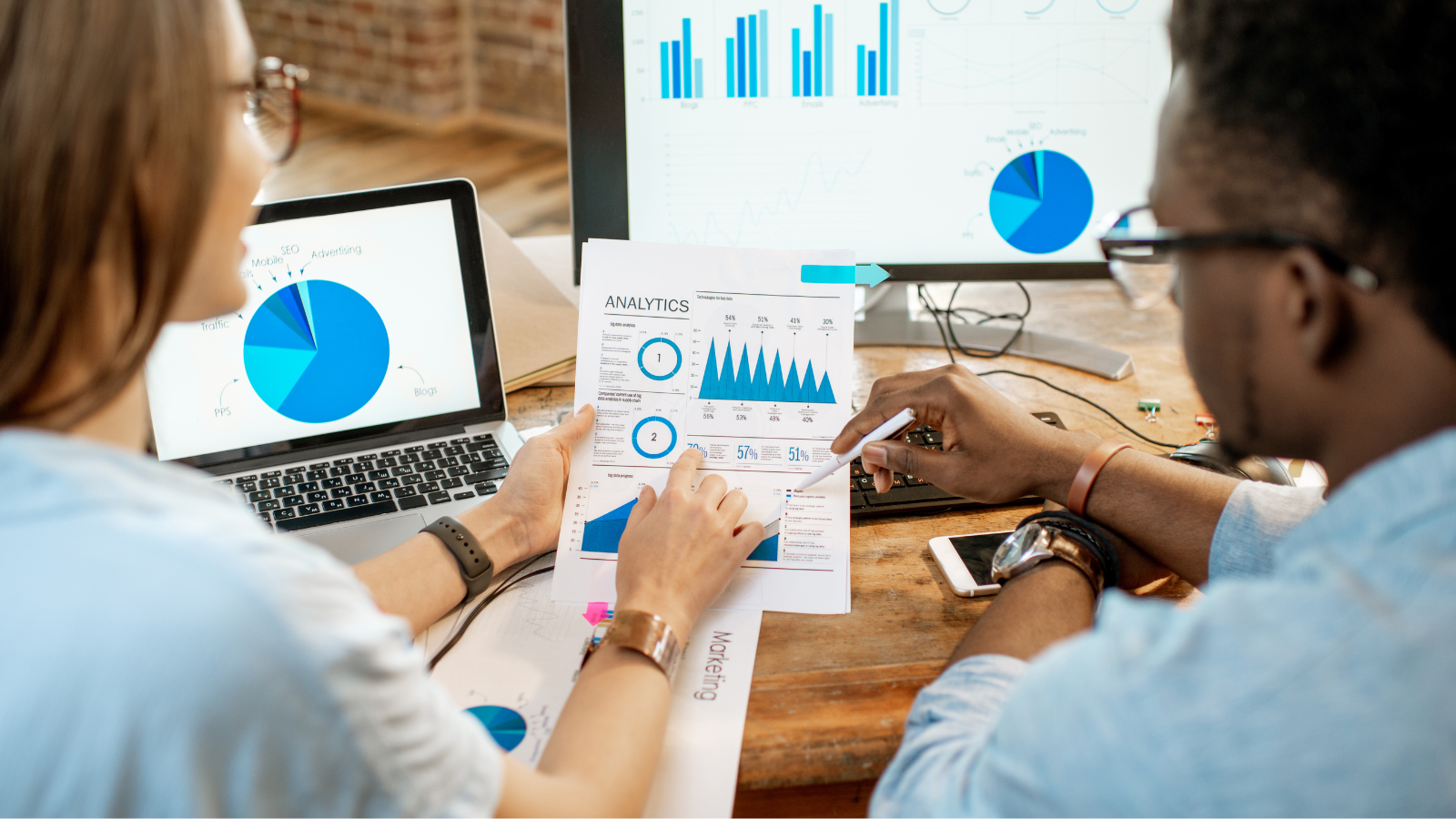 Employee reviewing analytics