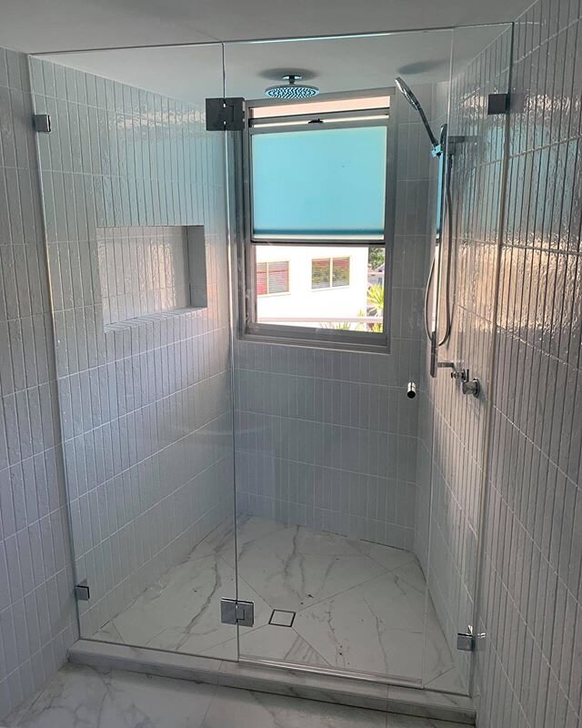 Frameless shower screen installed at an apartment in Mooloolaba today #showerscreens #sunshinecoast #bathroom #renovations #builders