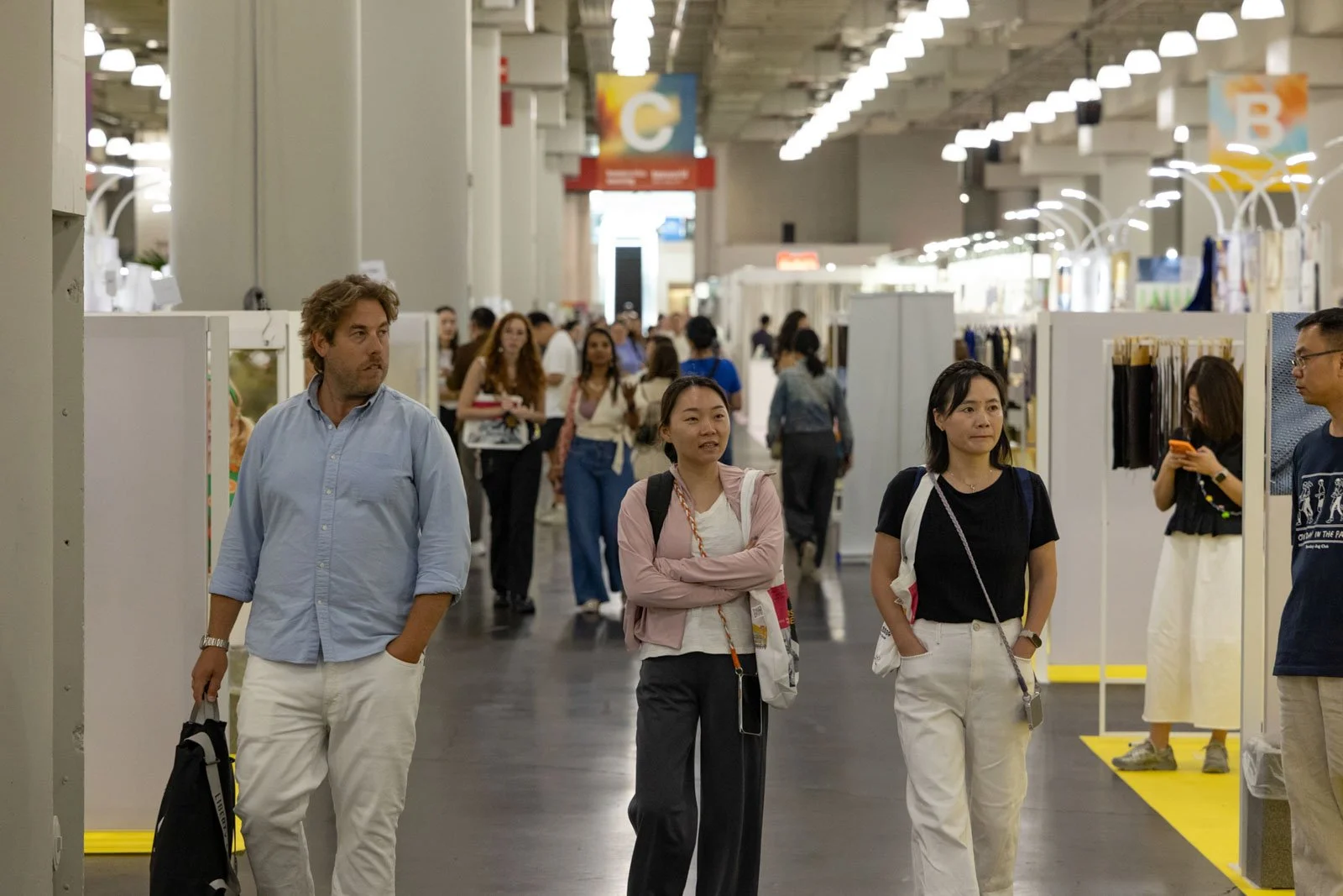 Busy Texworld NYC trade show floor at Javits Center