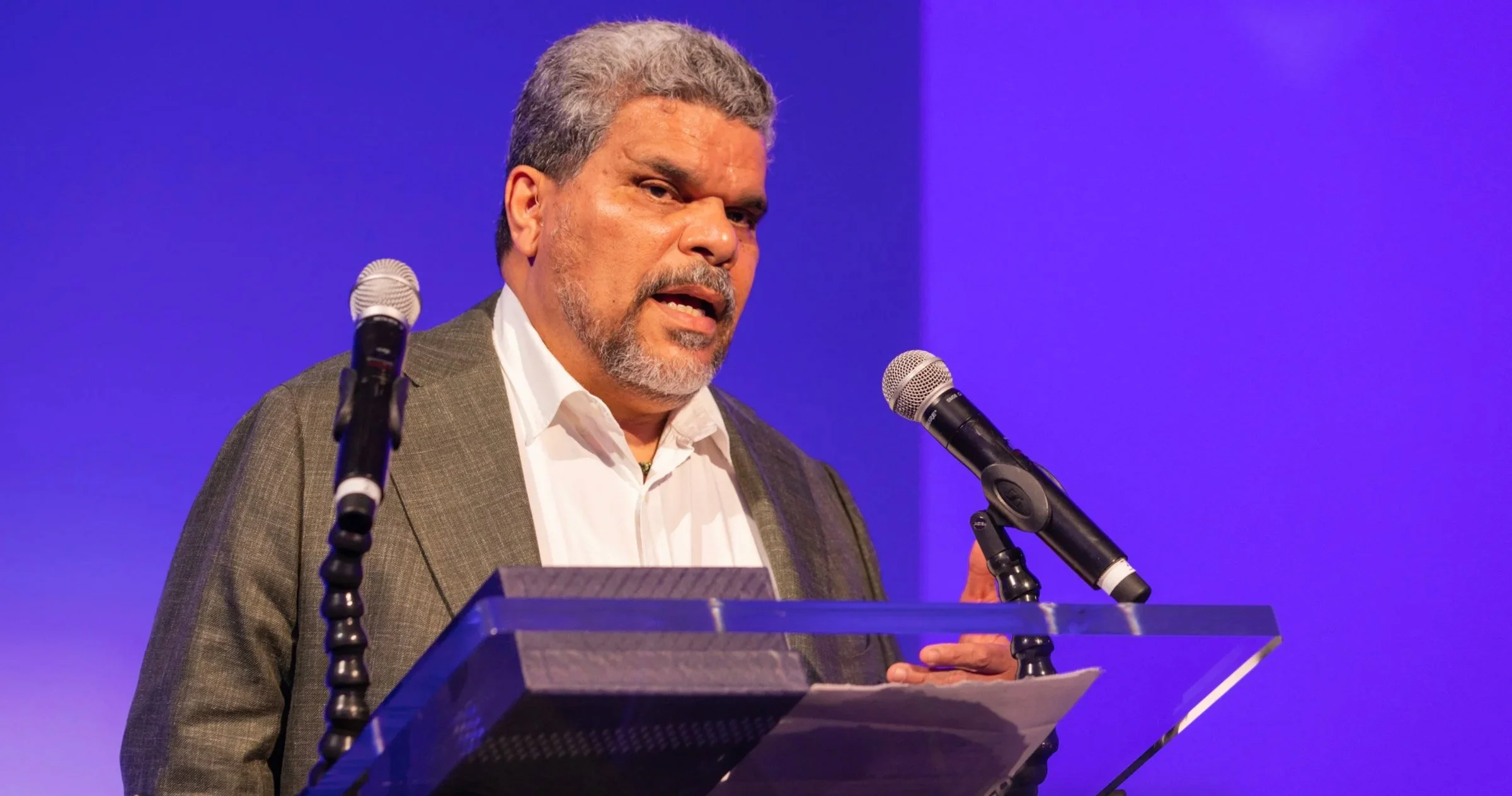 actor speaking at a nonprofit keynote in new york city