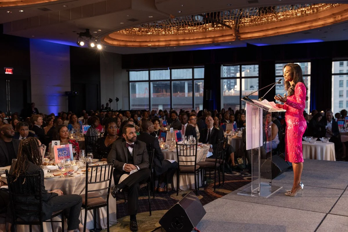 CUP Gala speaker speaking to guests in a grand room at Mandarin Oriental in Manhattan