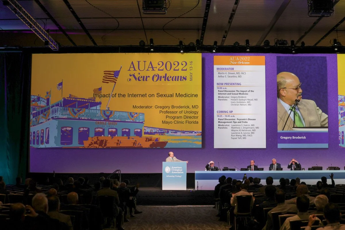 speaker presenting in a panel in the American Urological Association Meeting in the New Orleans Ernest N. Morial Convention Center 