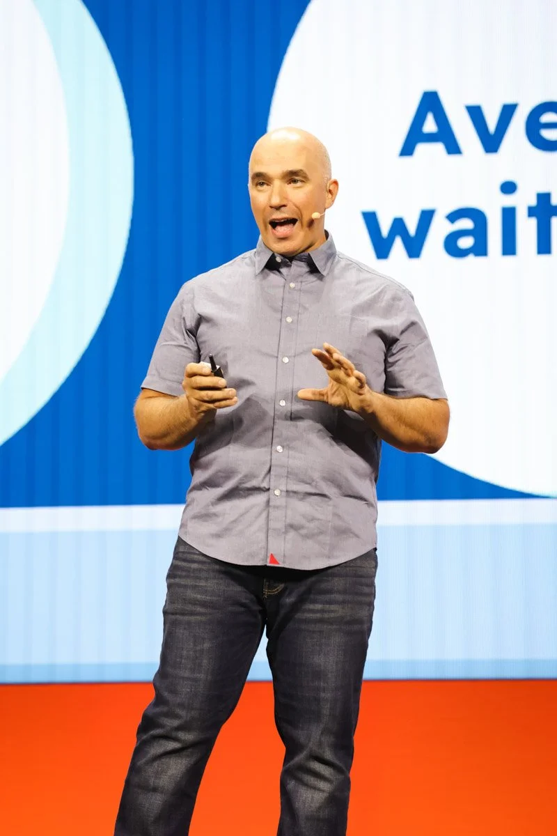 Industry leaders speaking on a panel at the Amazon Web Services Summit at the Javits Center in New York City