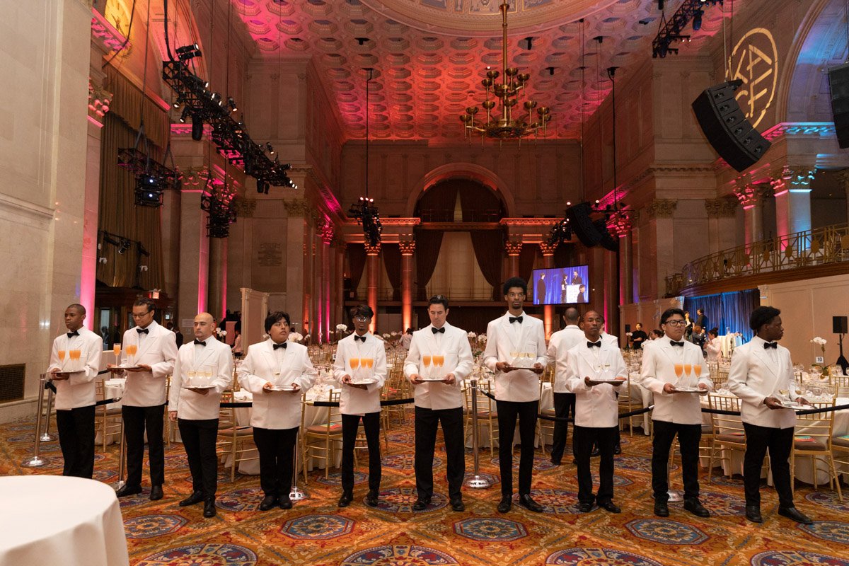 Cocktail servers prepared for guests at the KACF Gala at Cipriani new york city