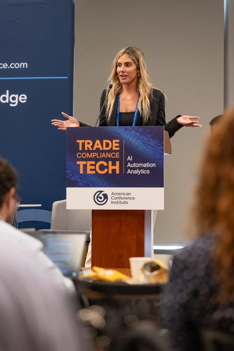 Keynote speaker presenting during ACI's Trade Compliance Tech conference in NYC