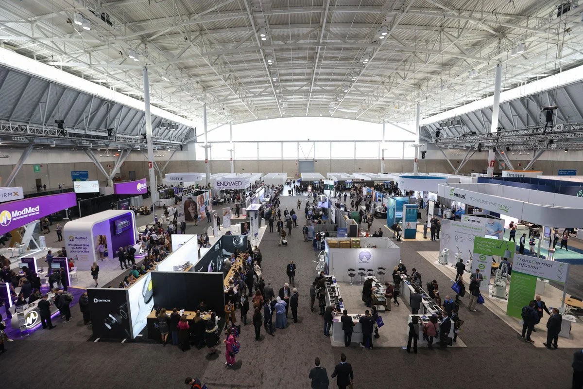 Busy medical exhibitors showcasing at the Boston Convention and Exhibition Center