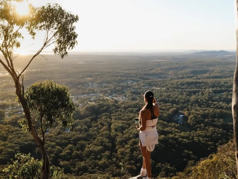 woman looking at view in national park