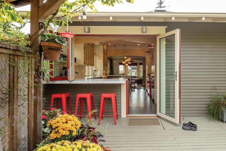 Image Credit: Alex CrookThe NanaWall installed at the back of the home was instrumental in adding light and the illusion of more space.