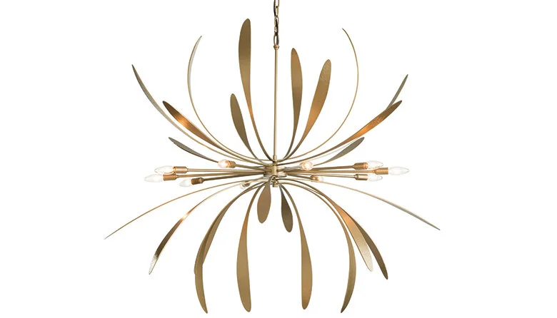 This dahlia-inspired, forged steel&nbsp;chandelier&nbsp;made in Vermont comes in nine finishes and two sizes ($3,990 as shown, in gold).&nbsp;Available at&nbsp;Luxe Lighting Company, Greenwood, 8214 Greenwood Ave. N; 206.457.8535
