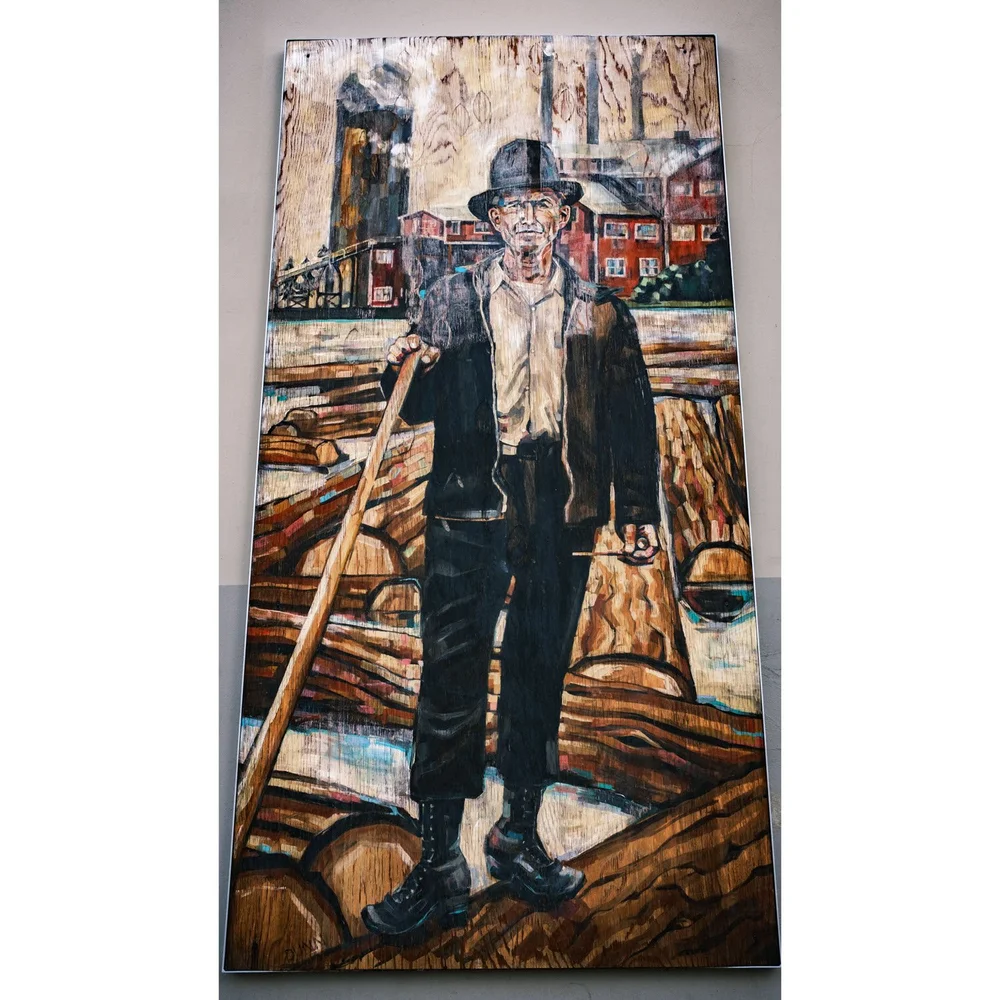 Street art representing logging history of Bend, Oregon