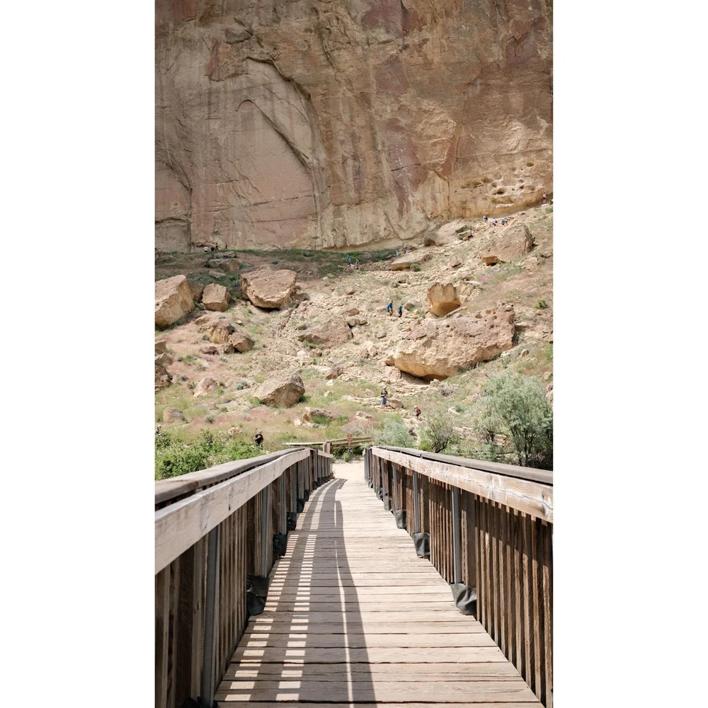 Crossing the bridge to Misery Ridge Trail in Smith Rock State Park