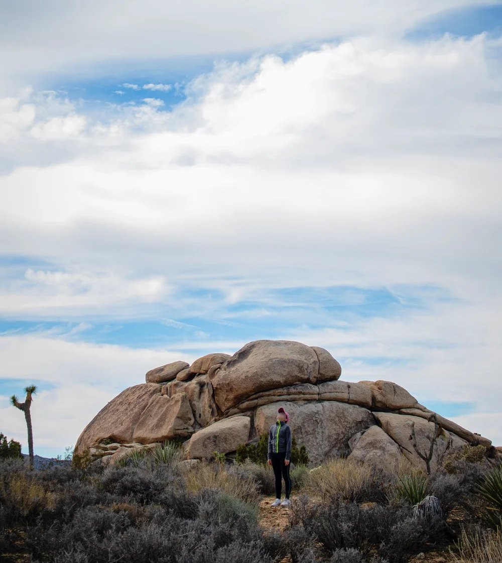 Admiring sky and rock formations in Joshua Tree National Park