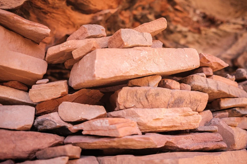 Subway Cave Trail cave shelter wall made of flat rocks