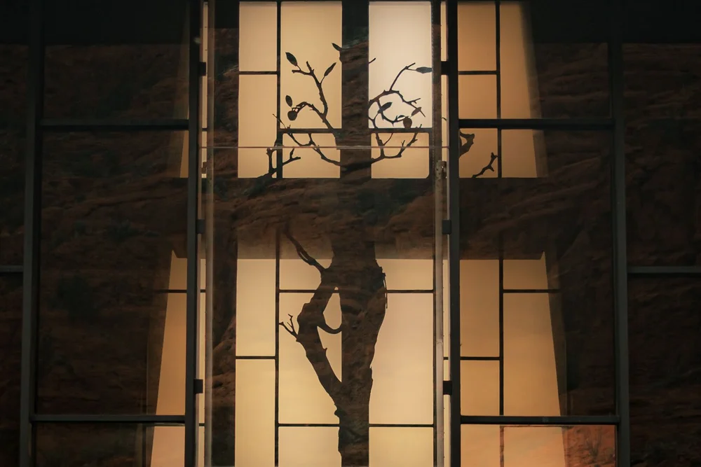 Chapel of the Holy Cross view into the window