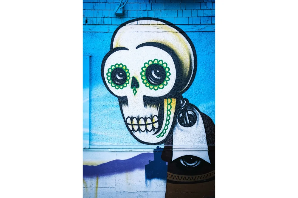 Phoenix downtown graffiti Mexican skull
