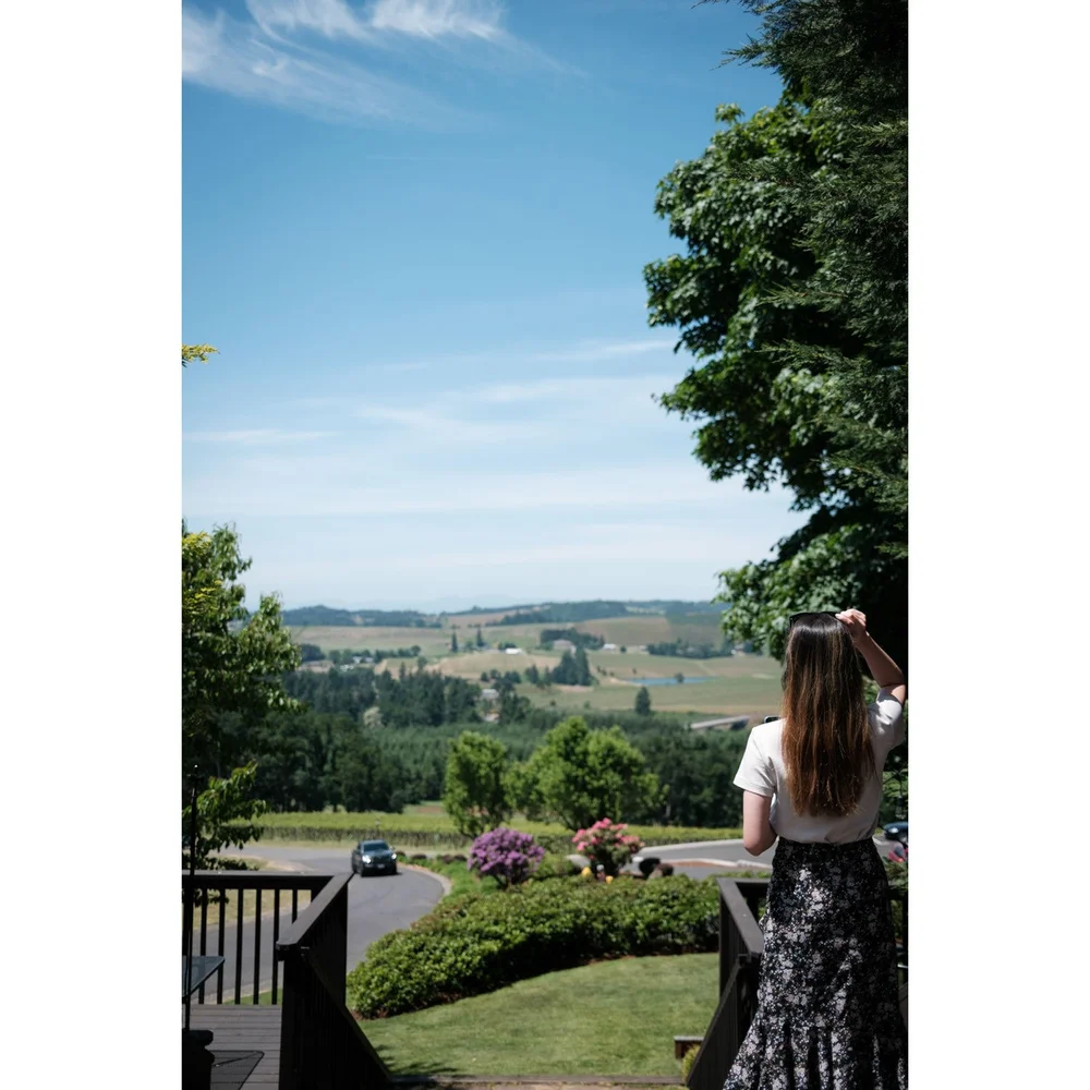 Oregon Willamette Valley Vineyards enjoying a sunny day on deck