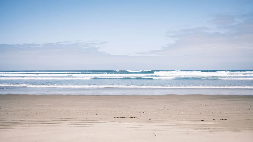 Oregon South Beach State Park sky, waves and sand
