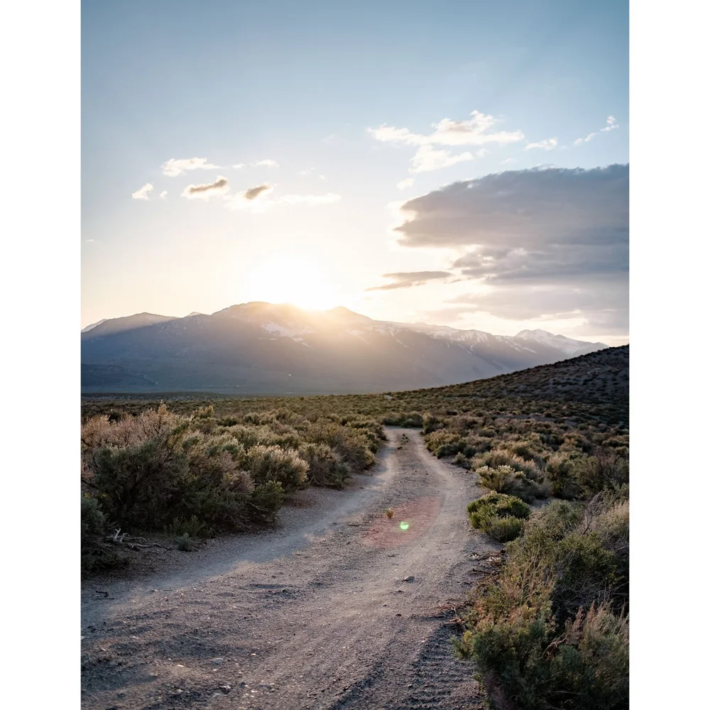 Mono Lake, California, golden hour over the mountain