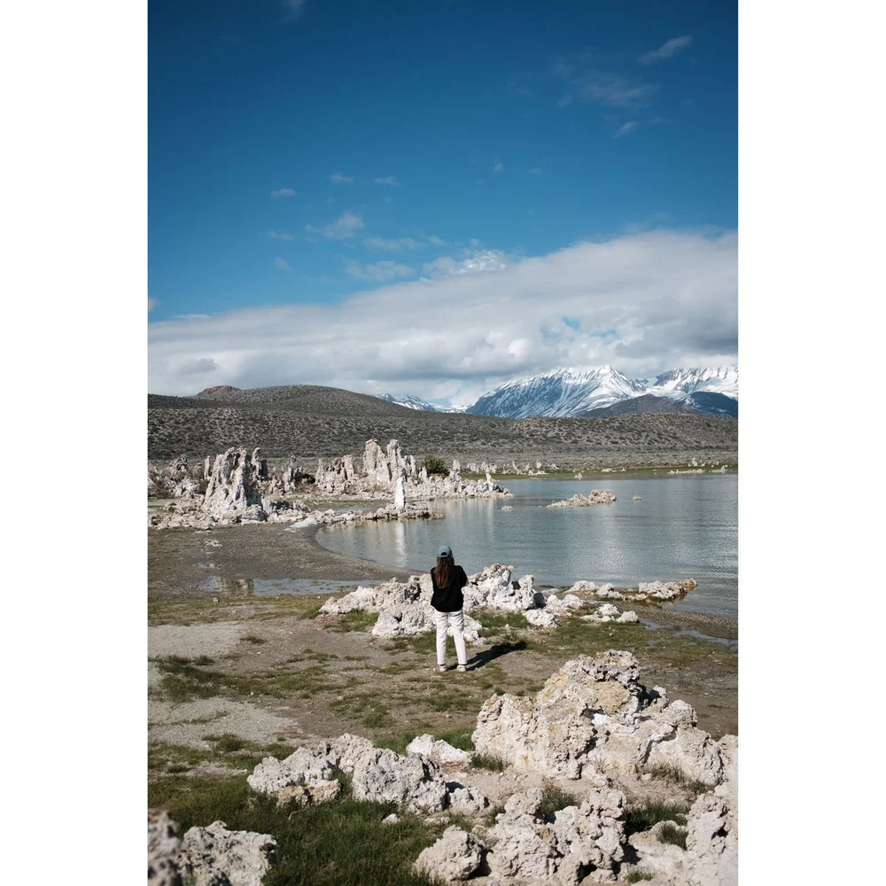 Mono Lake, California, rolling hills and clouds