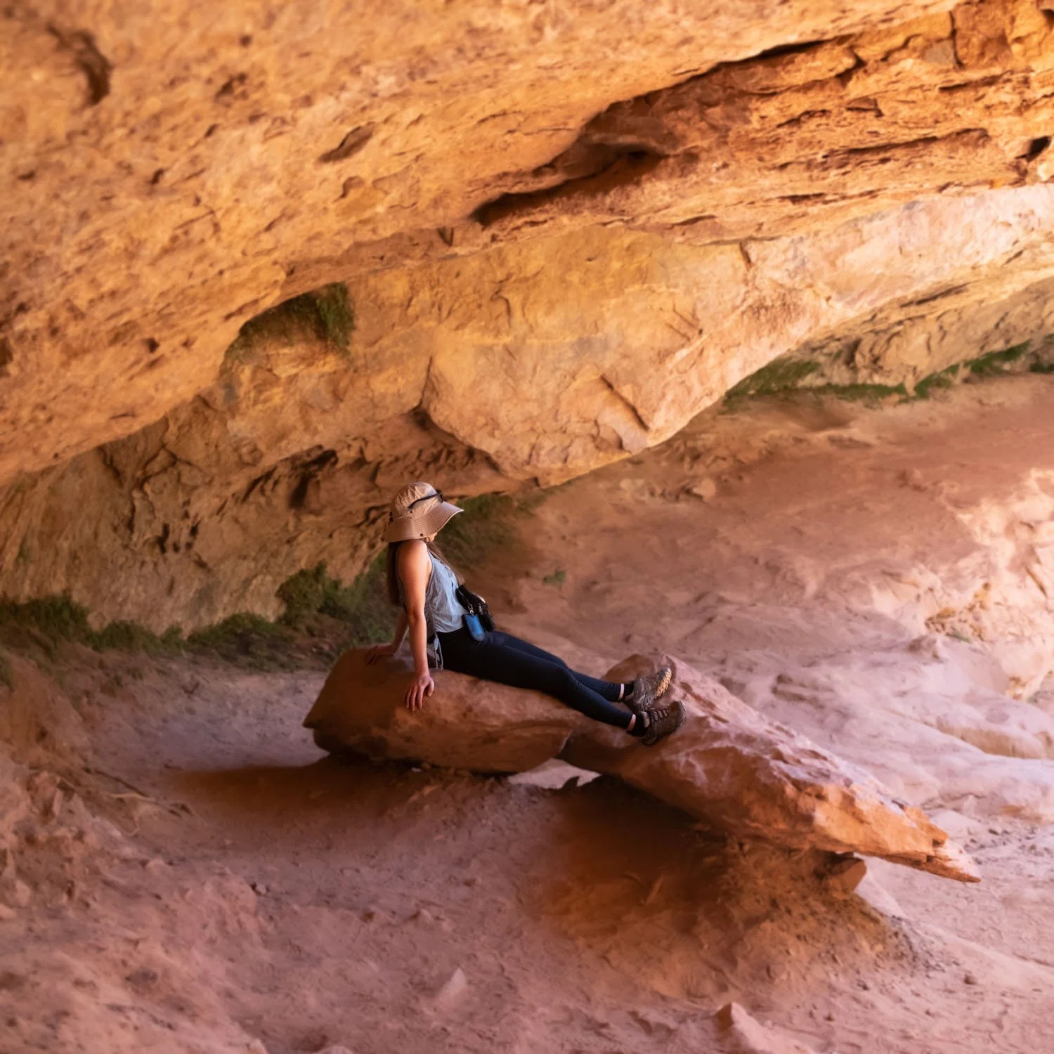 Resting on rocks while hiking Zion Canyon Overlook Trail