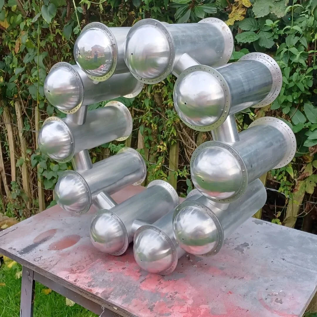 Made all the connection tubes for the Whittle W.1X gas turbine model BIG build 👌

Now I have this dimensional framework I can start on the inside cone area and housing for the compressor and turbine.

I have no idea what I'll do with it when finishe