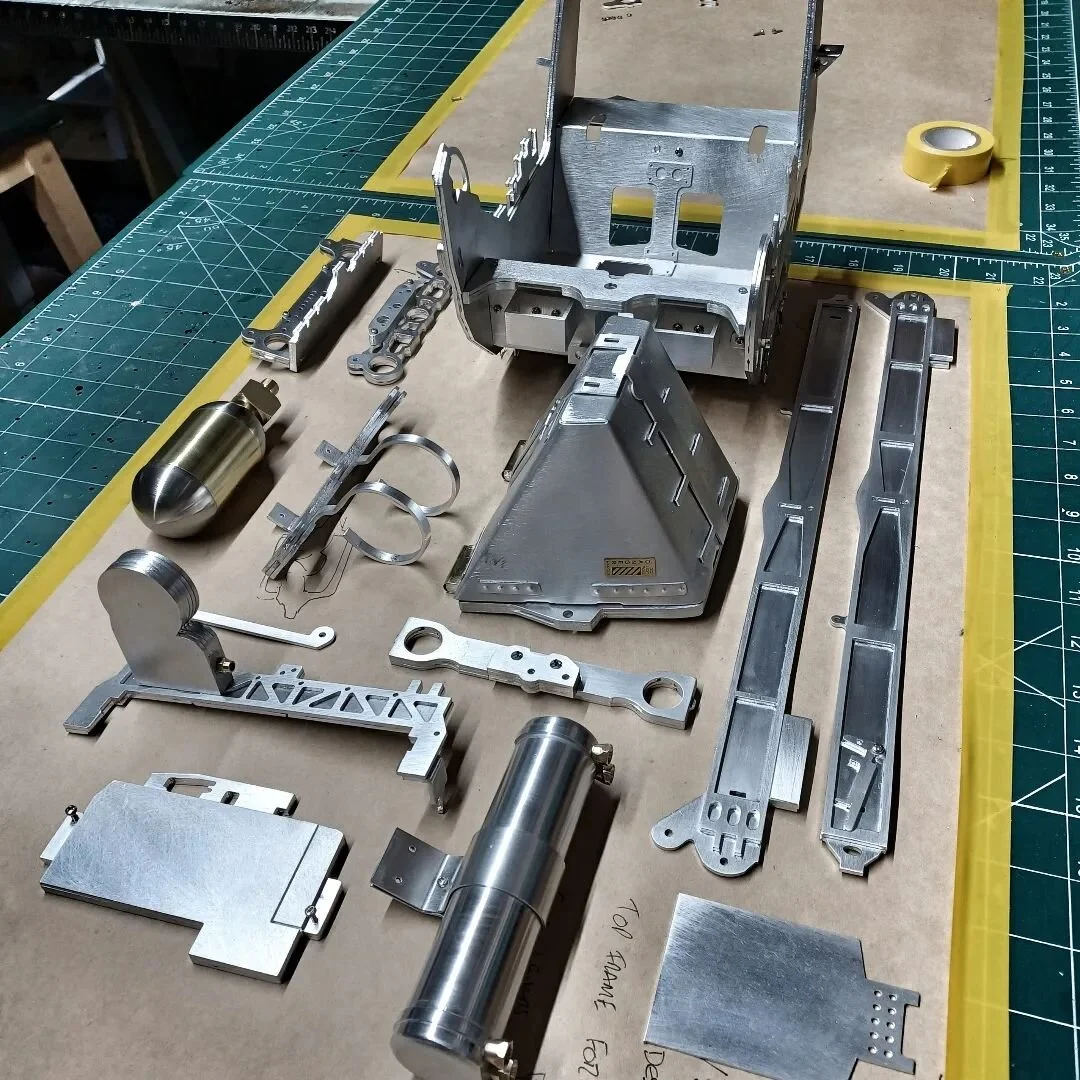 Just a small selection of parts for the US16E model ejection seat.  Much more to make yet . #model #modelart #eject #gasgasbones #metal #metalart #unique