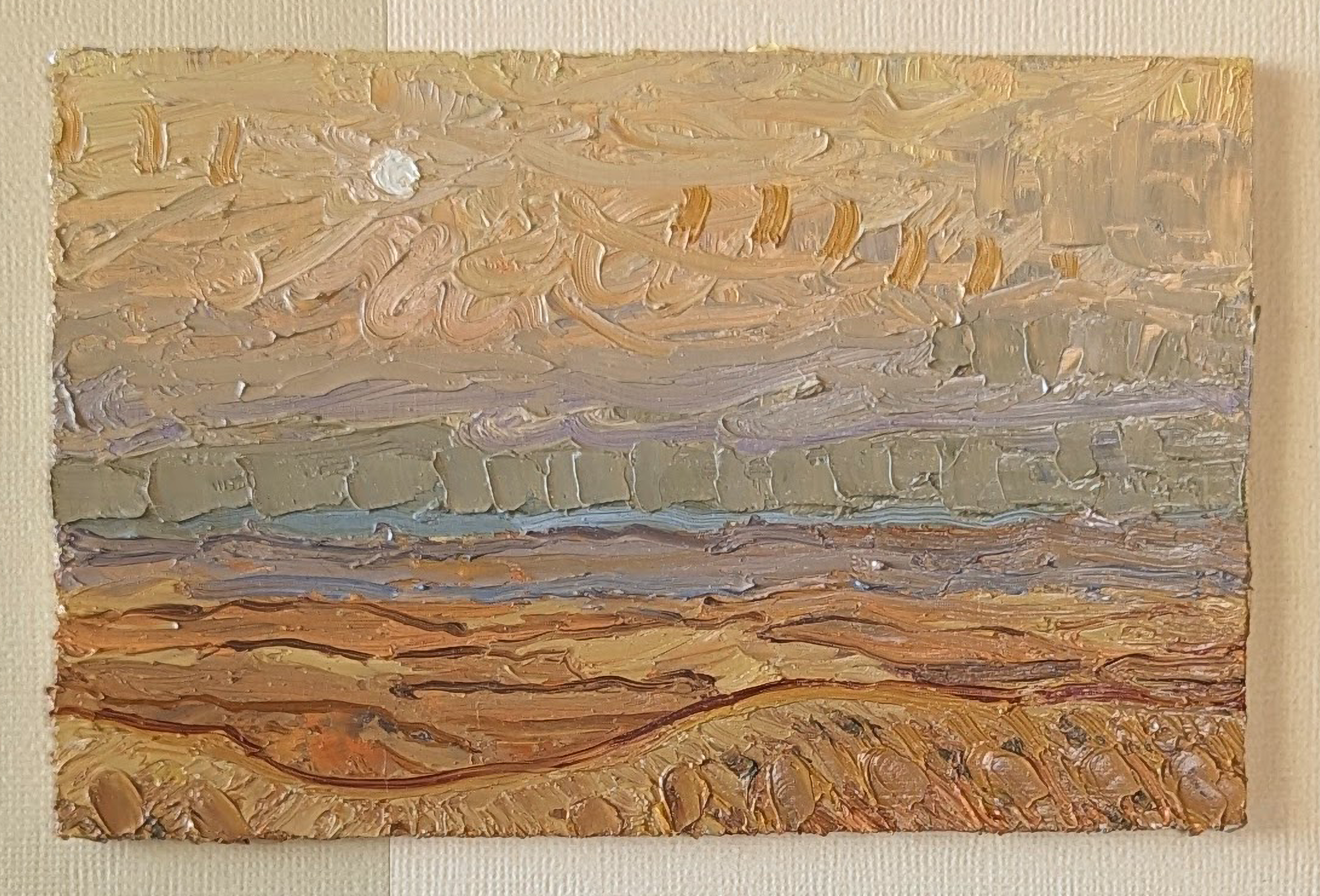 A Dusty Sunrise. Arizona, USA. Summer 2023. 4"x6" Oil on smooth panel.