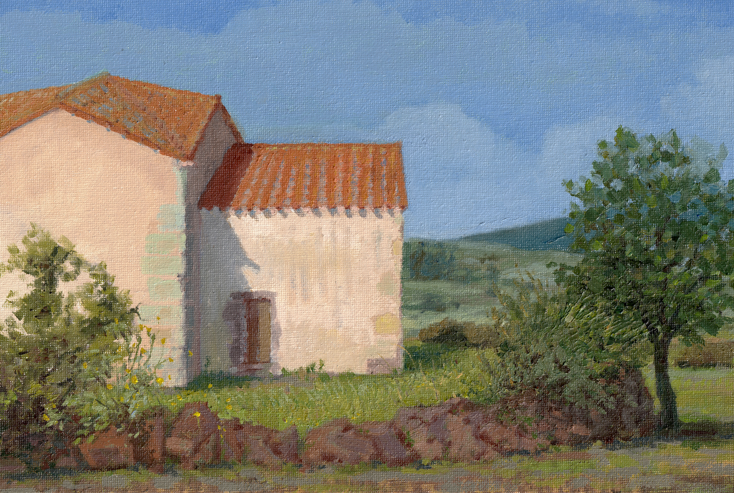 Plein air: Chiesa San Giorgio in Milis, Sardinia. May 2025. 7.87" x 11.81" (20 x 30 cm), Oil on canvas panel. [Completed during AIR with Nocefresca]