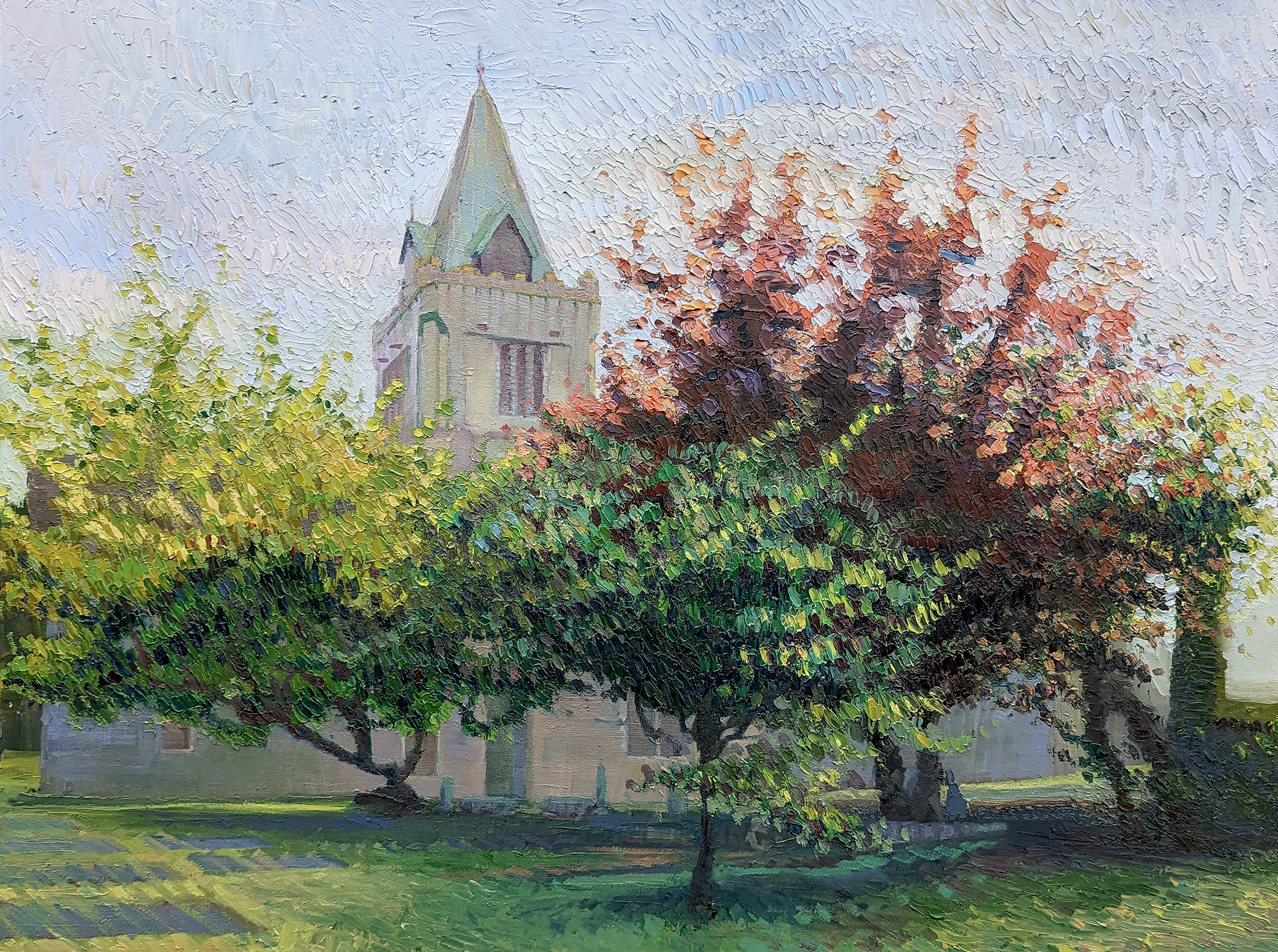 St. Nicholas' Collegiate Church in Galway City, Ireland. October 2022. 24"x18" Oil on canvas panel. [Completed during AIR with Watershed Studio Galway]