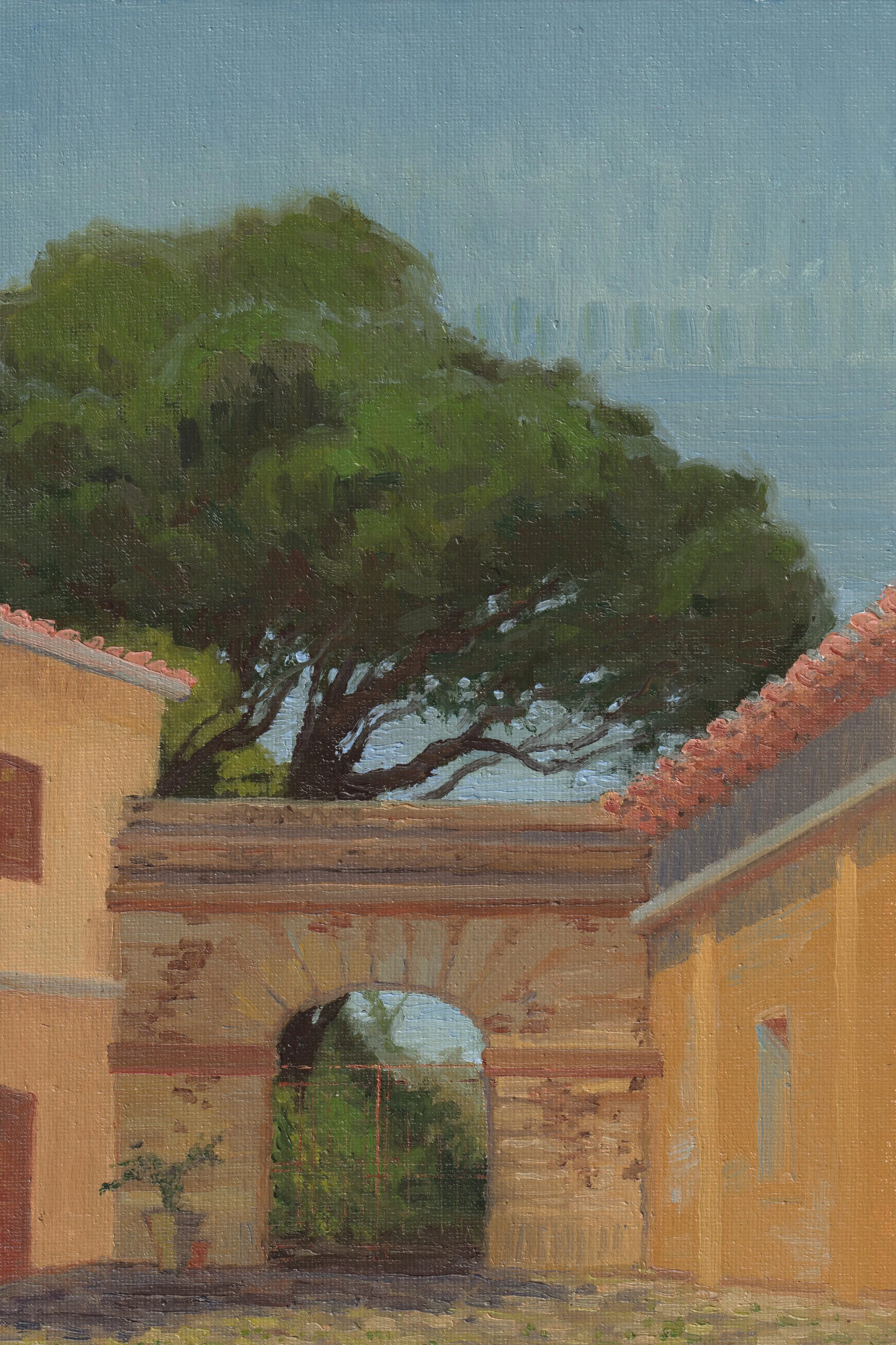 Plein air: Orchard Gate in Milis, Sardinia. April 2025. 11.81" x 7.87"(30 x 20 cm), Oil on canvas panel.